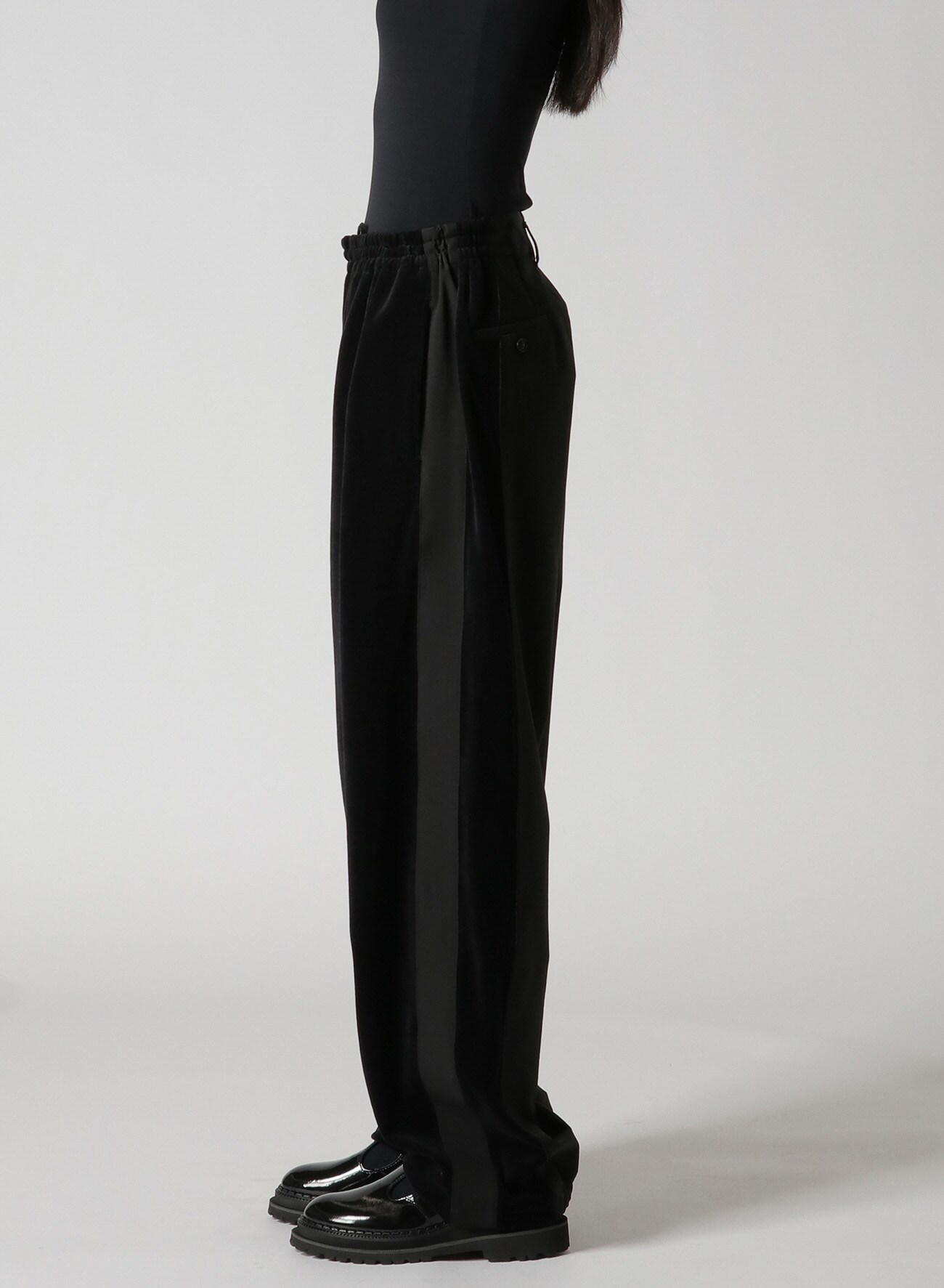 COTTON VELOUR PANELLED PANTS(S Black): Y's.... ｜THE SHOP YOHJI