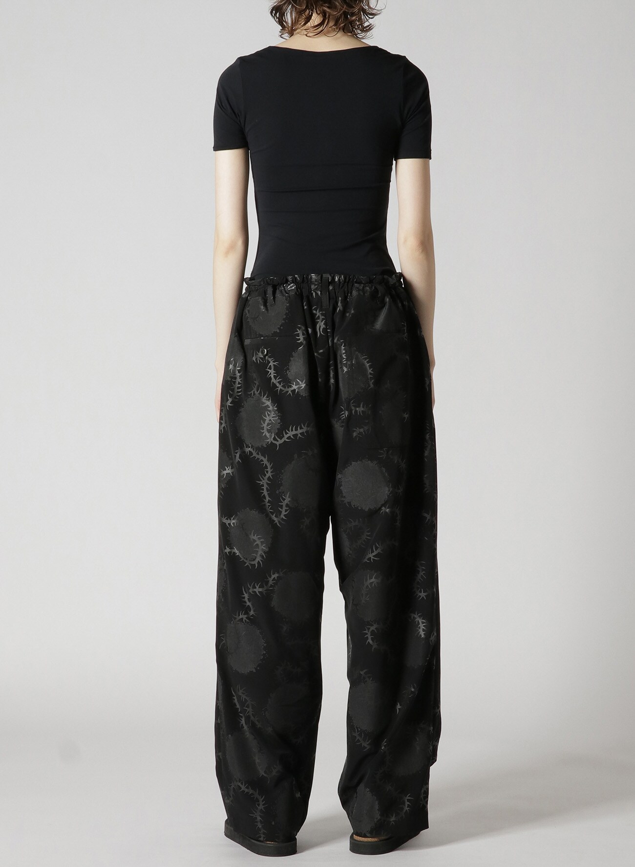 Black OTS Crop Top - Polka Dot Pants - Wide Leg Pants - Louis