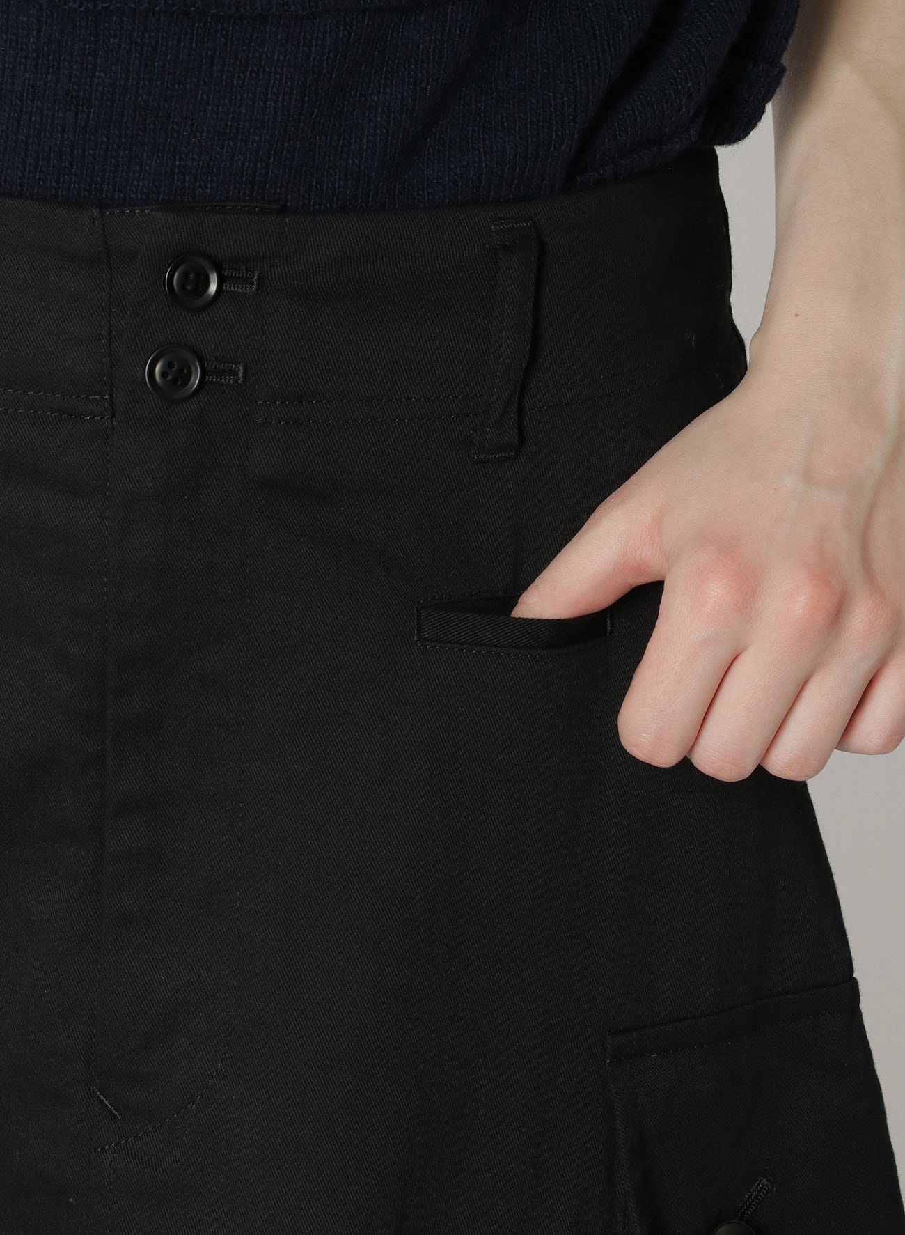 Y's BORN PRODUCT] COTTON TWILL CARGO PANTS-STYLE SKIRT(XS BLACK): Y's