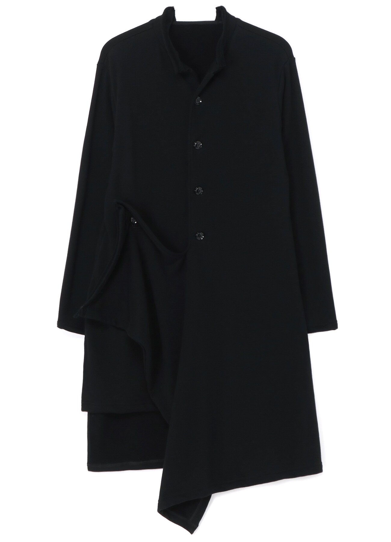 FRENCH TERRY CLOTH FRONT DRAPE DRESS(S Black): Y's｜THE SHOP YOHJI