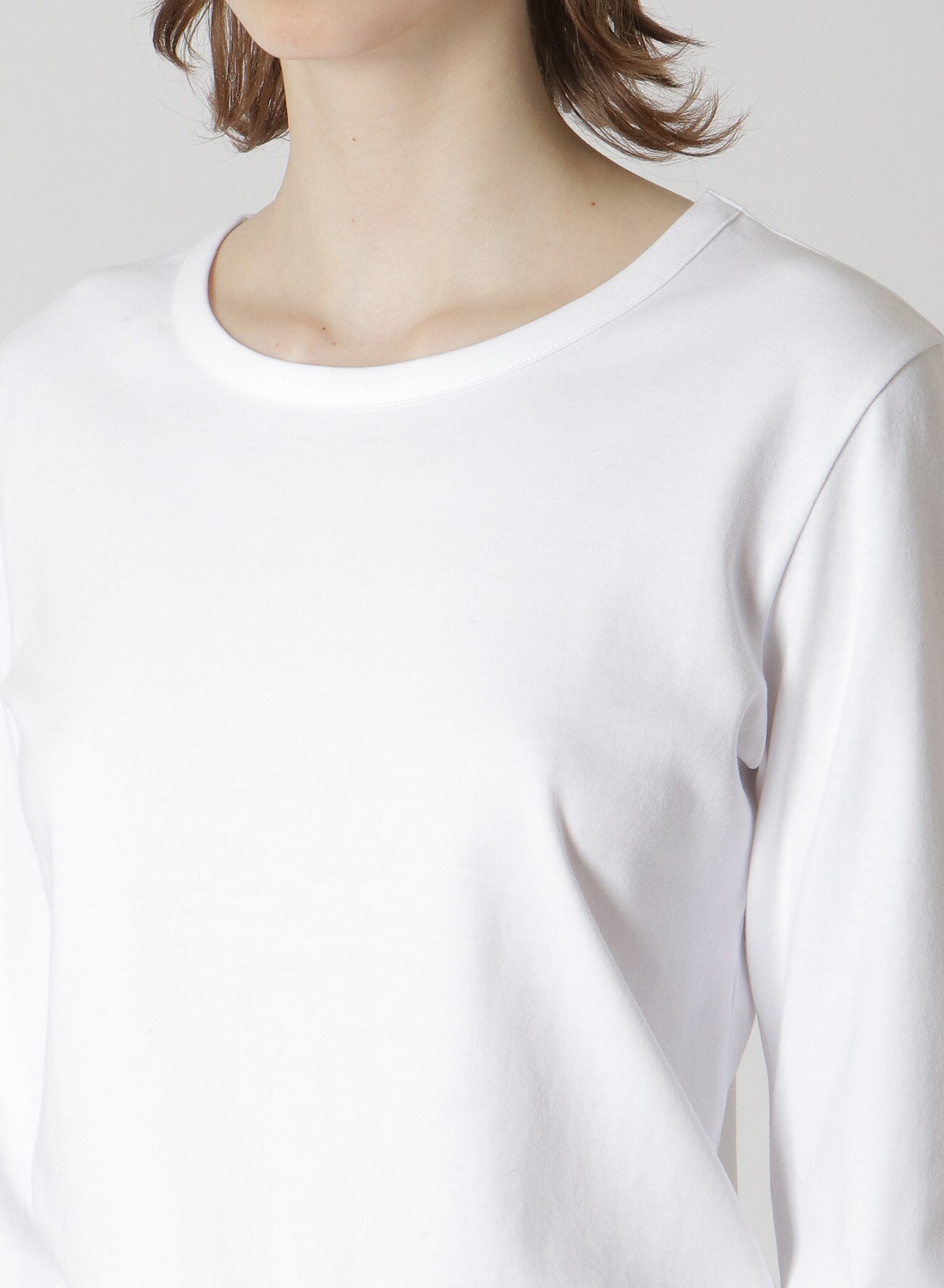 COTTON ROUND NECK LONG SLEEVE T-SHIRT(S Off White): Vintage 1.1