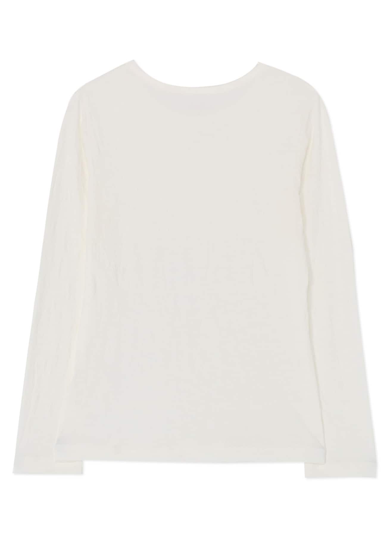 WRINKLED COTTON ROUND NECK LONG SLEEVE T-SHIRT(S Off White 