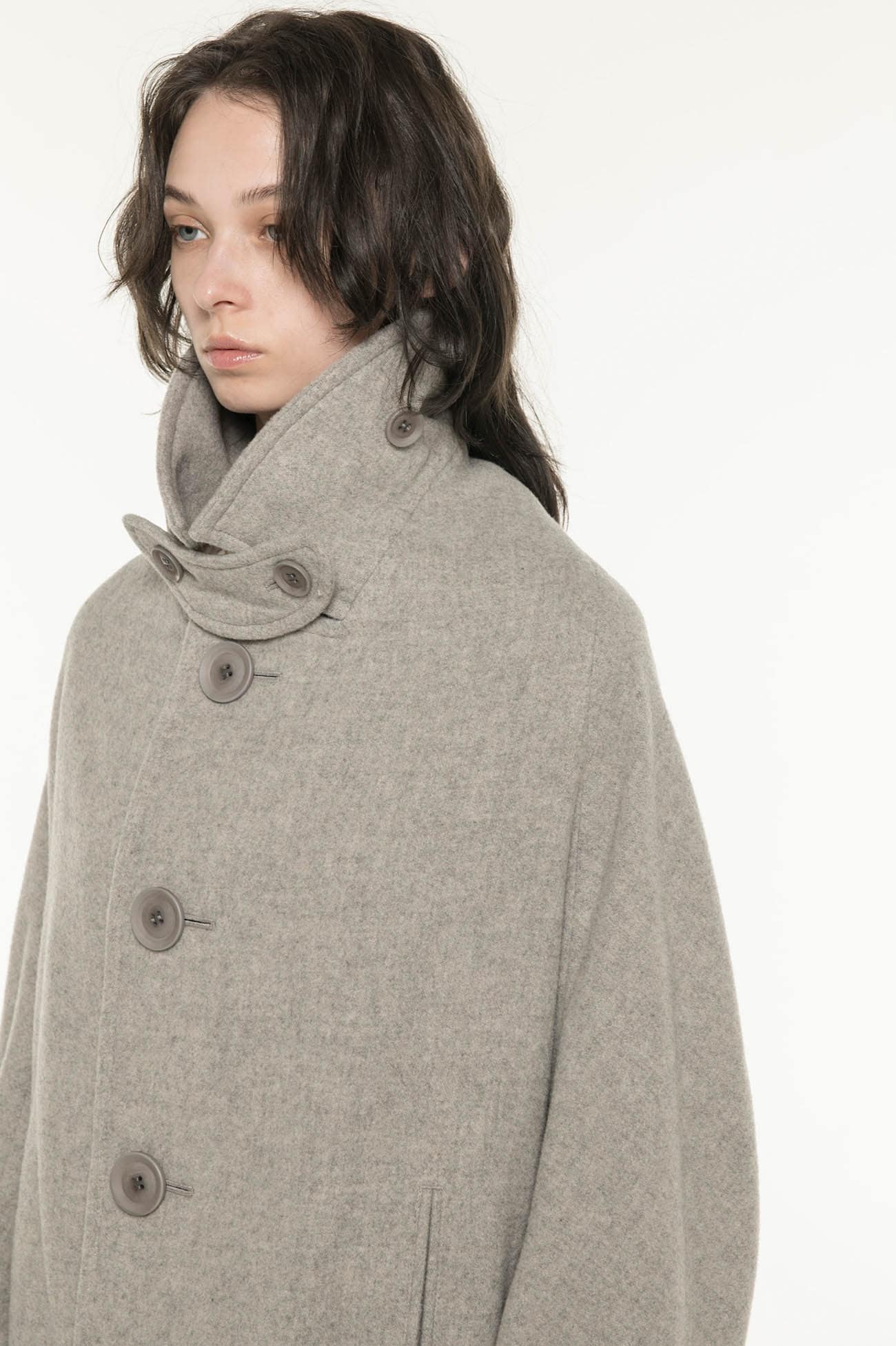 WOOL AIRY MOSSER MIDDLE COAT
