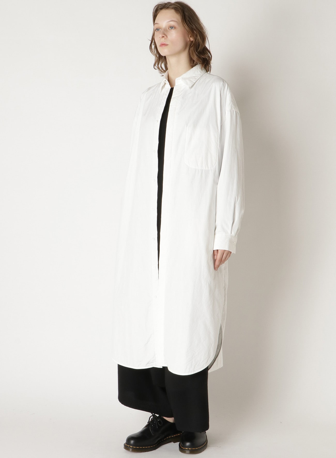 BROAD QUILTING FLY FRONT SHIRT DRESS