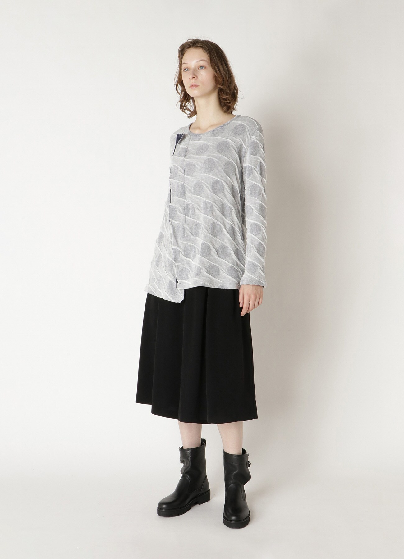 DOT DUAL-LAYER ROUND NECK CUTTING T