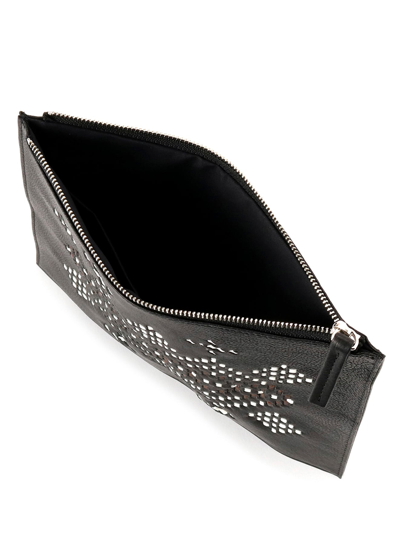 Shining oil leather stitch pouch(FREE SIZE White x Black): Vintage 