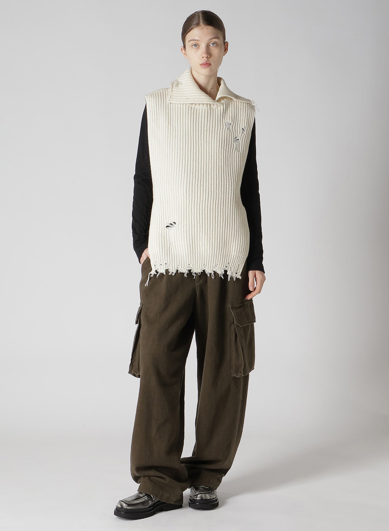 【9/13 12:00(JST) Release】LAMB WOOL DAMAGED KNIT VEST