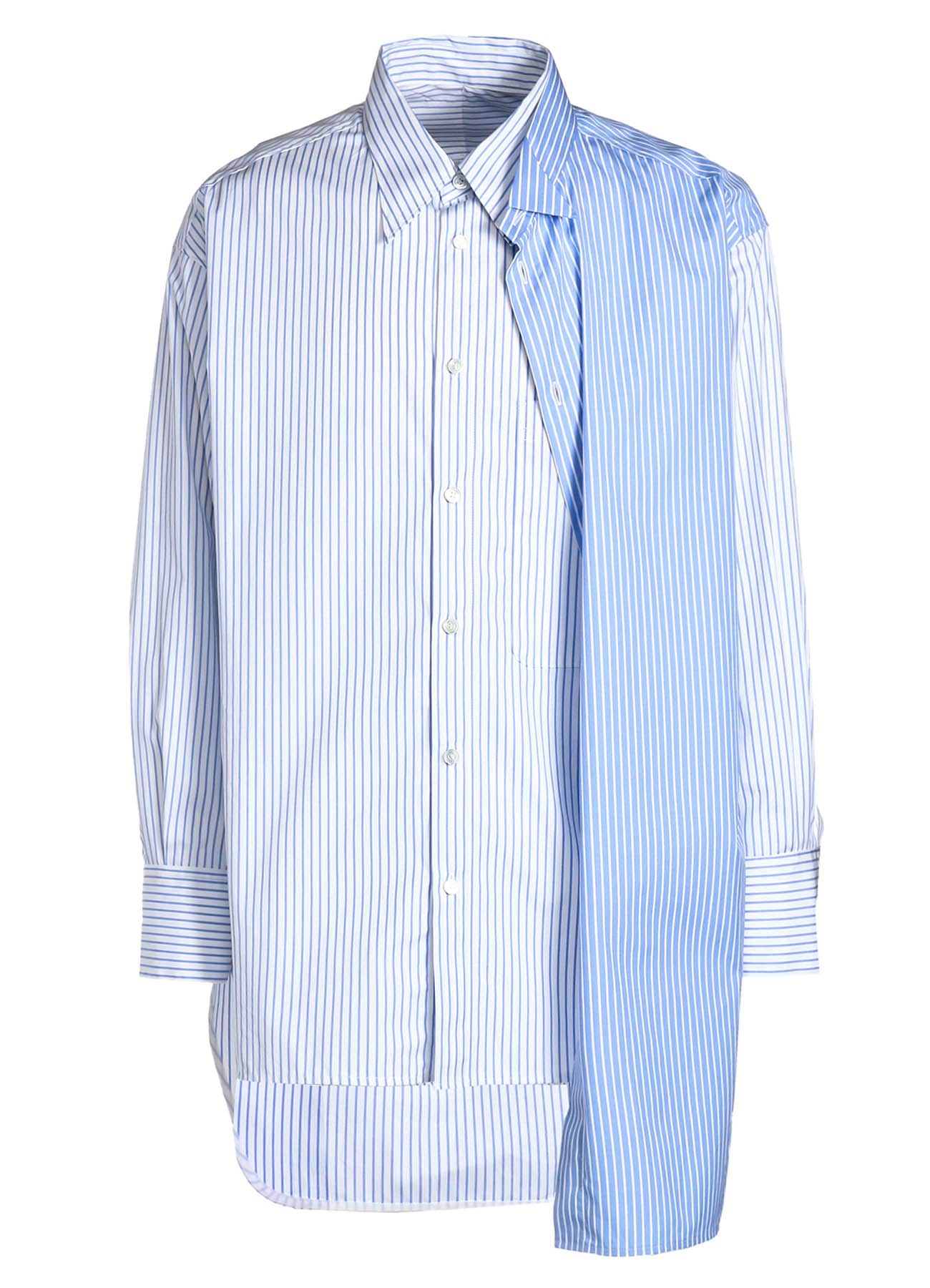 STRIPE DOUBLE LAYERED WING COLLAR SHIRT