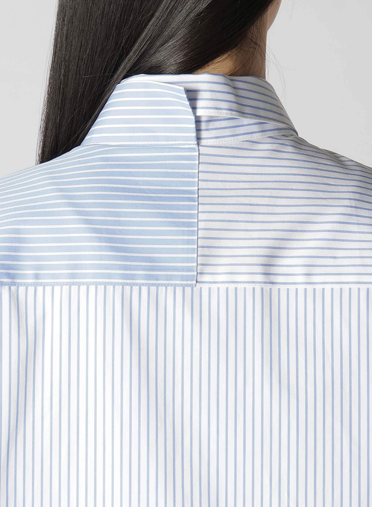 STRIPE DOUBLE LAYERED WING COLLAR SHIRT