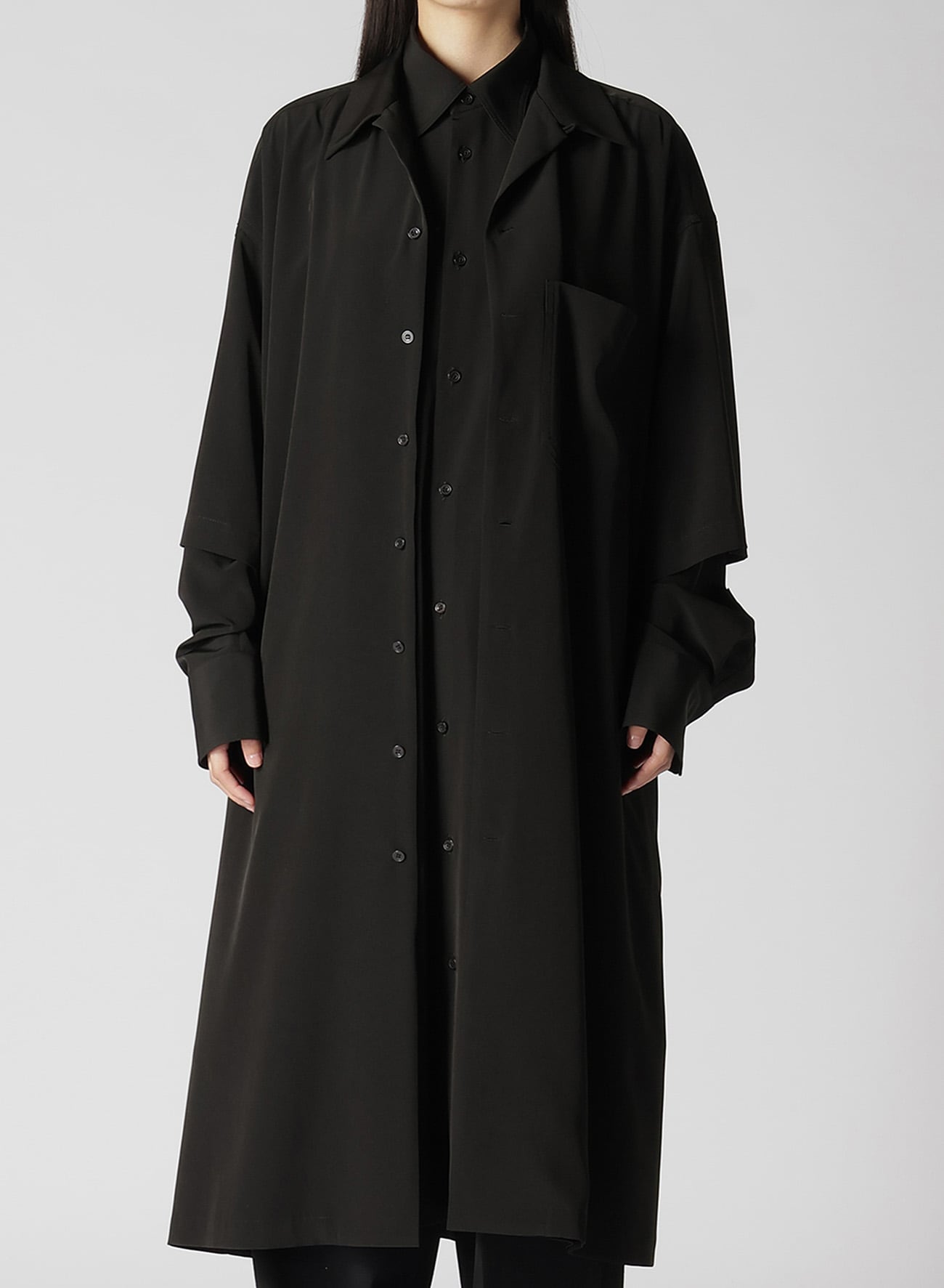 【8/7 12:00(JST) Release】TRIACETATE/POLYESTER DOUBLE LAYERED LONG SHIRT