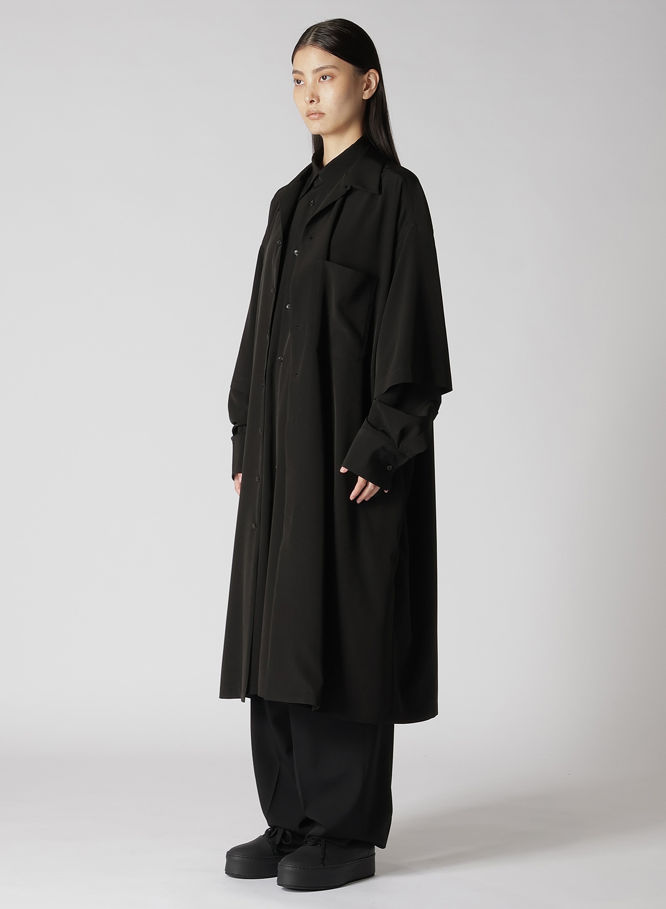 【8/7 12:00(JST) Release】TRIACETATE/POLYESTER DOUBLE LAYERED LONG SHIRT