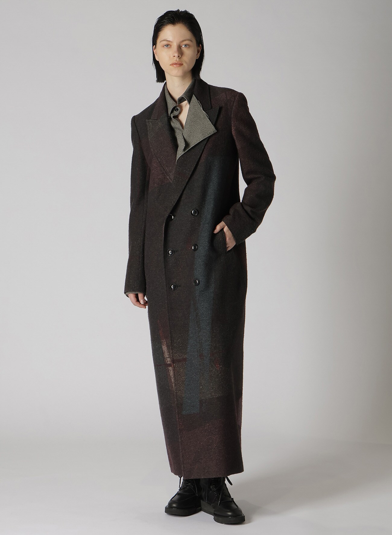 【7/26 12:00(JTS) Release】RAISED C/W TWILL PEALED CHECK PT W FRONT LONG COAT