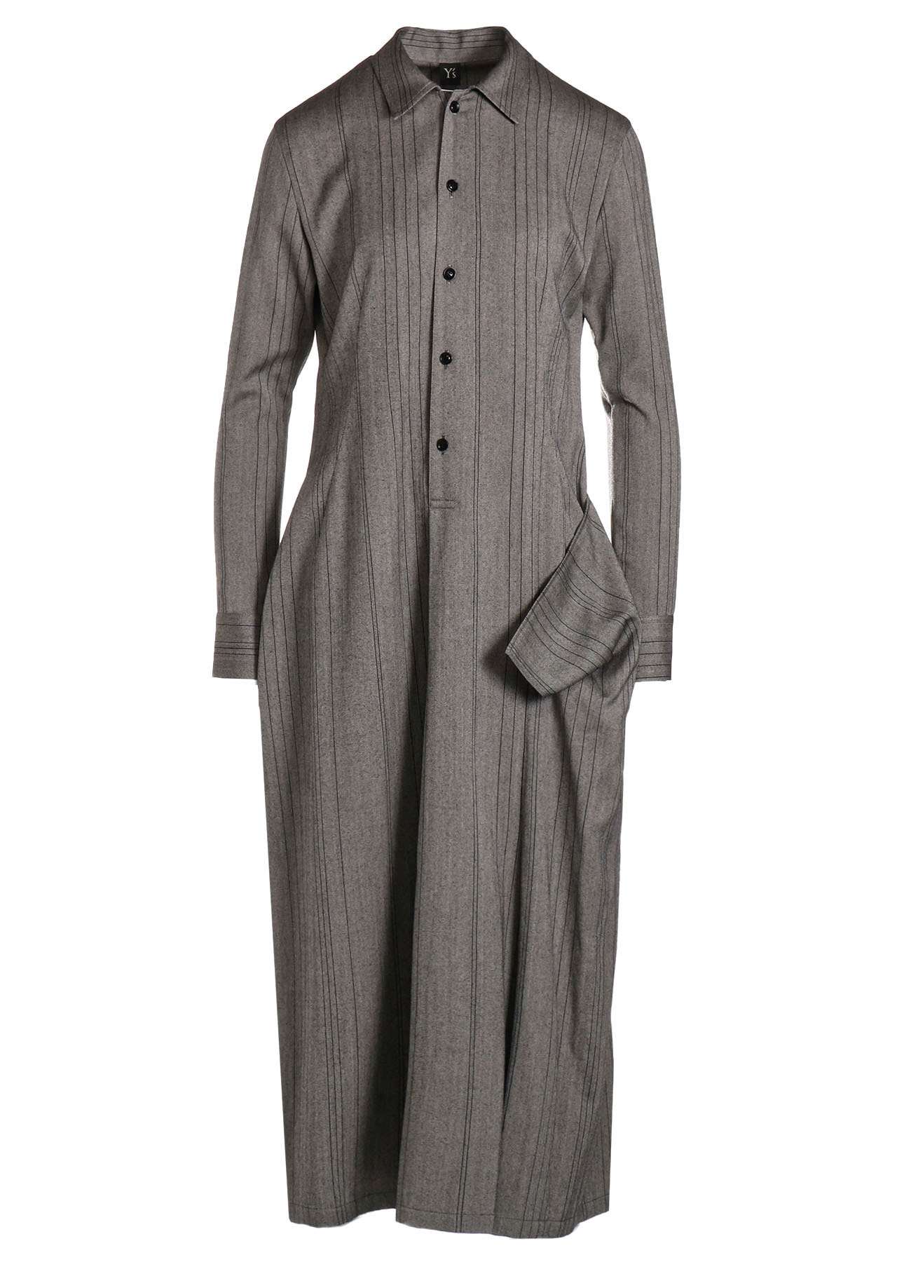 W/RY RANDOM HERRINGBONE OPEN COLLAR SHIRT DRESS