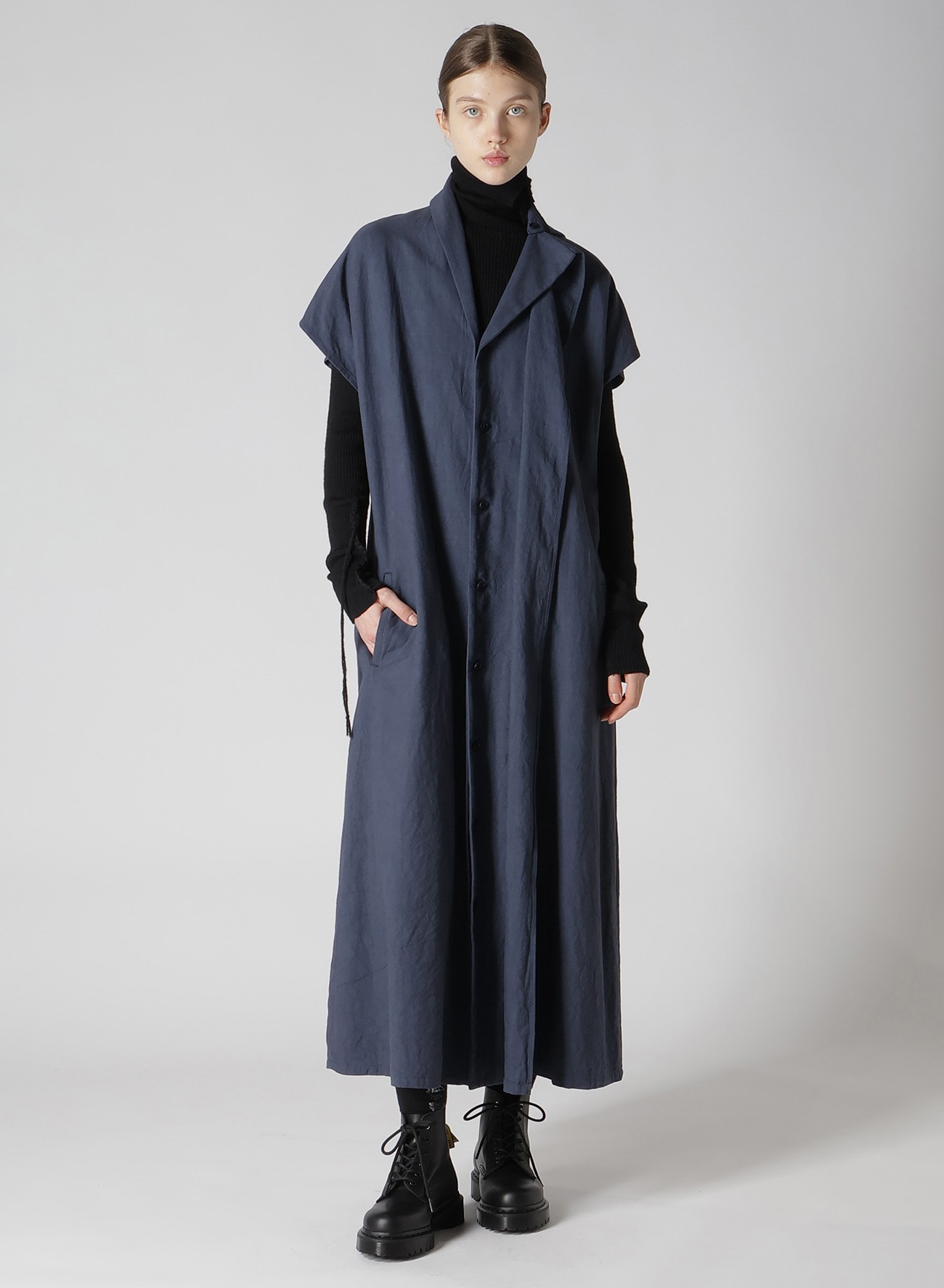 【8/2 12:00(JST) Release】TWILL GARMENT WASH FRENCH SLEEVE DRESS