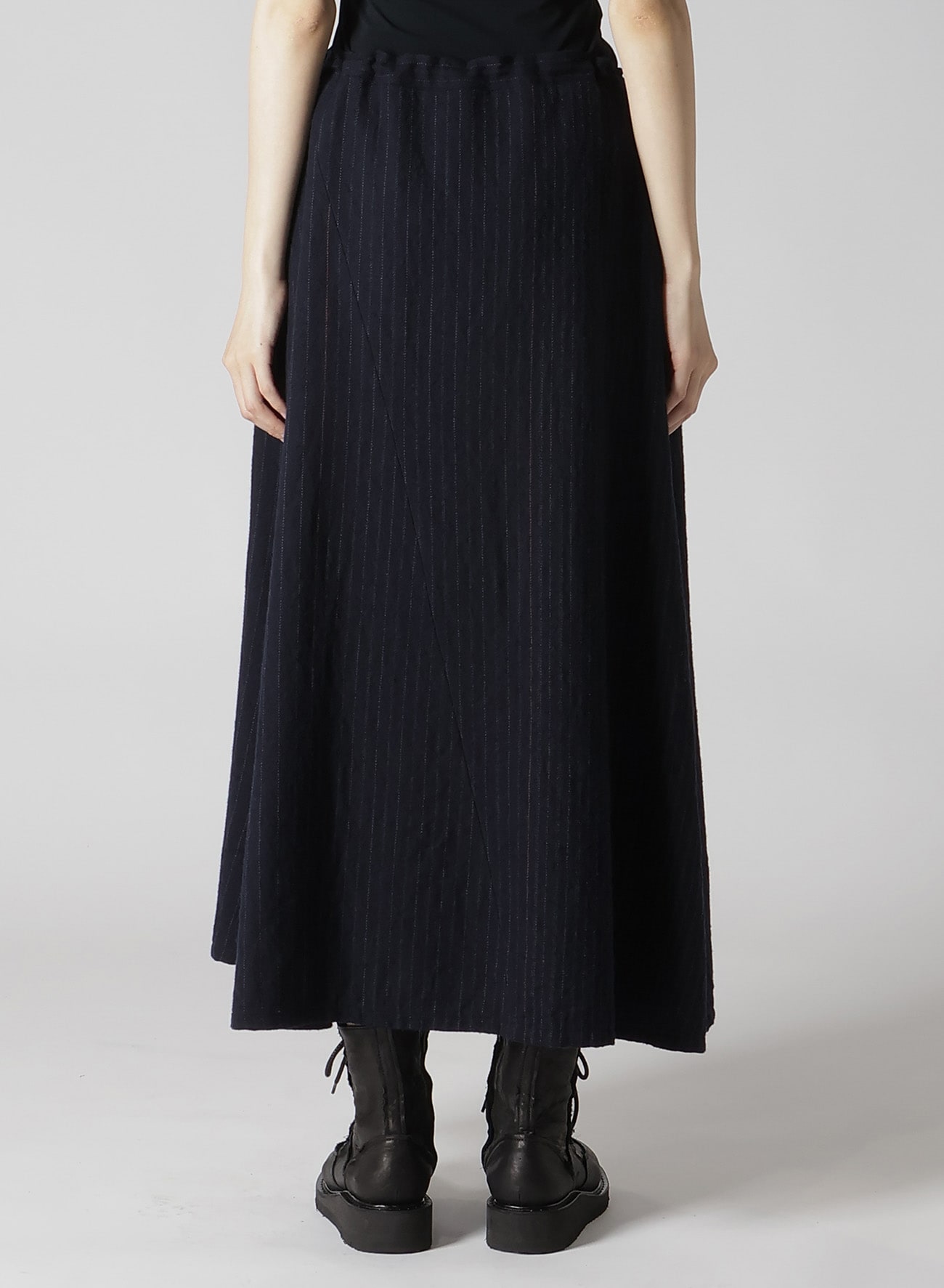 【9/13 12:00(JST) Release】WOOL PINSTRIPE ASYMMETRIC FLARE SKIRT