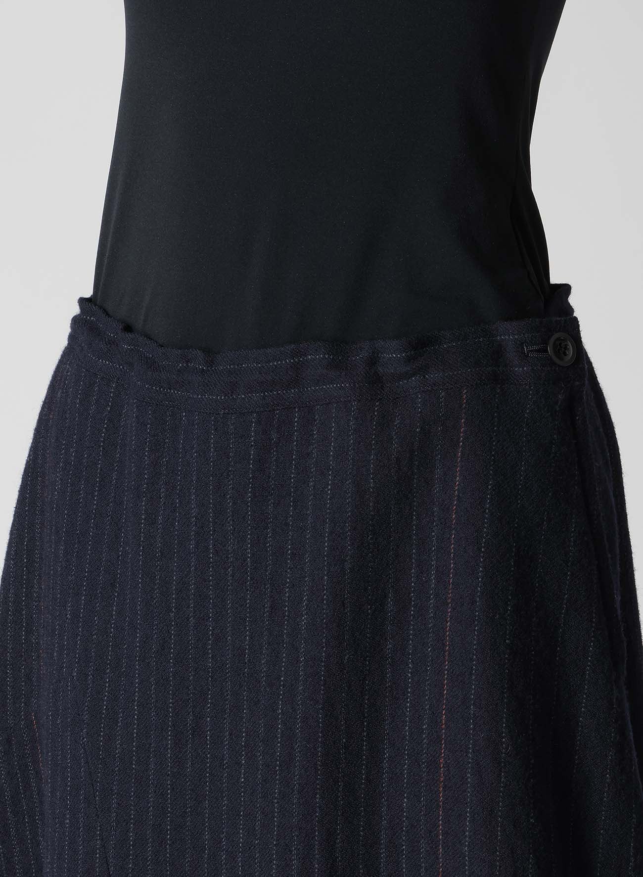 【9/13 12:00(JST) Release】WOOL PINSTRIPE ASYMMETRIC FLARE SKIRT