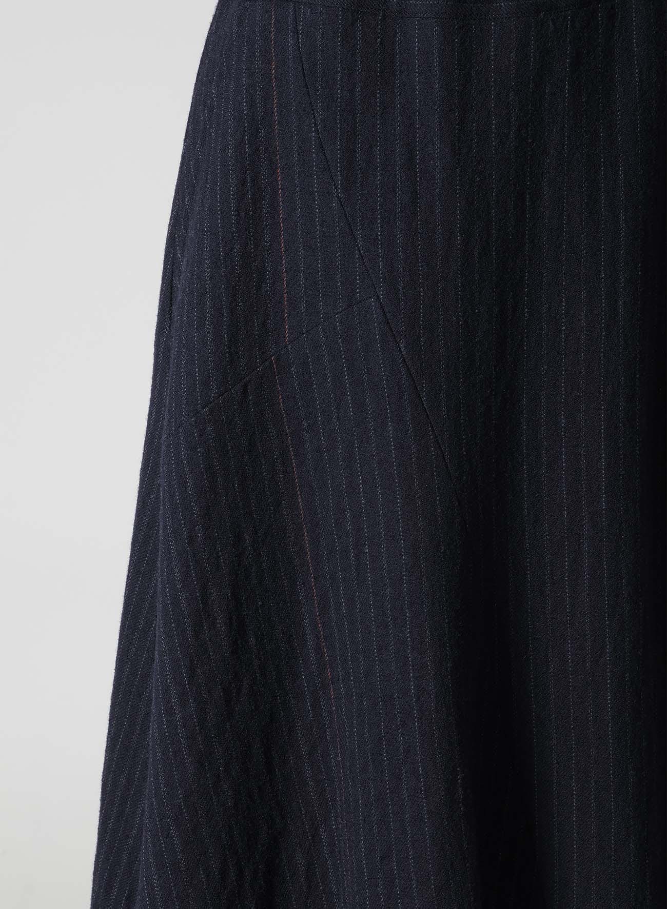 【9/13 12:00(JST) Release】WOOL PINSTRIPE ASYMMETRIC FLARE SKIRT