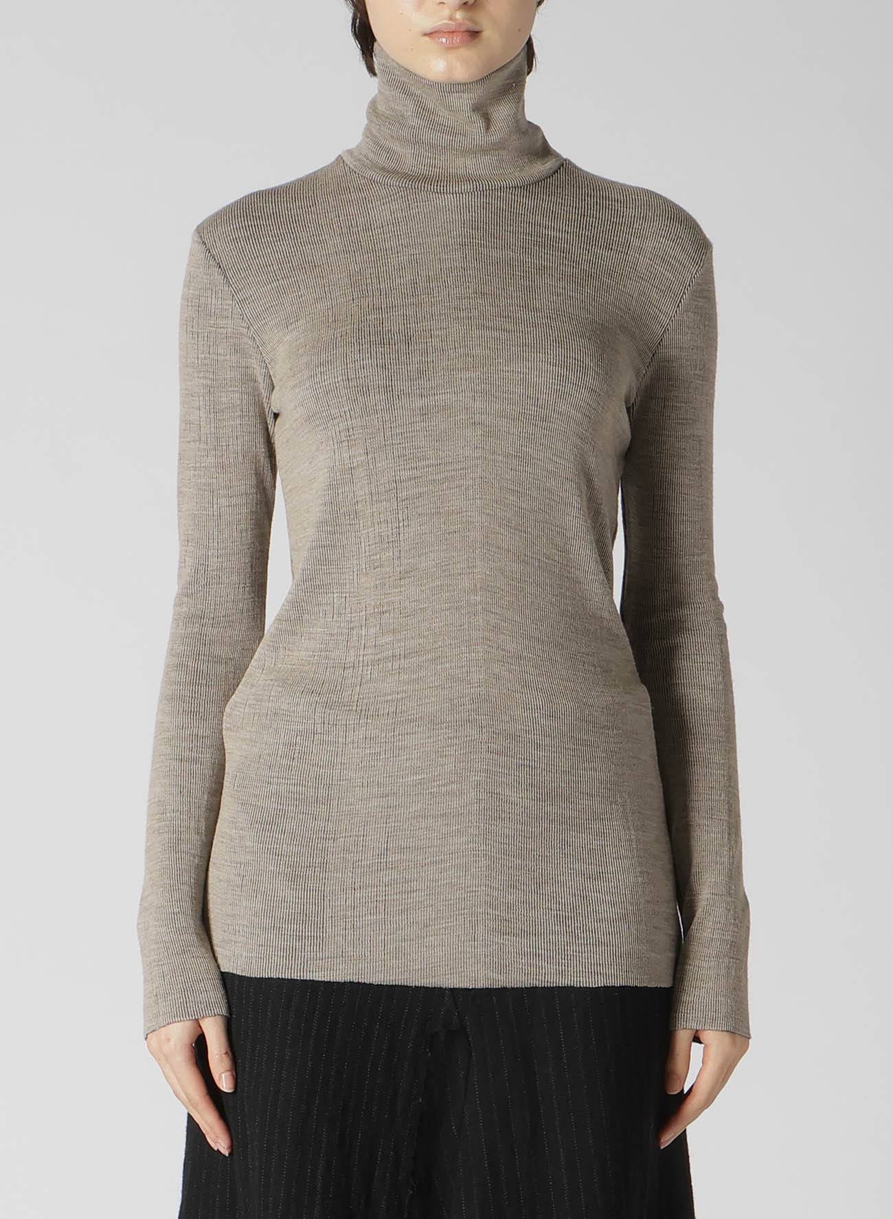 REVERSED RIB HIGHNECK LONG SLEEVE T