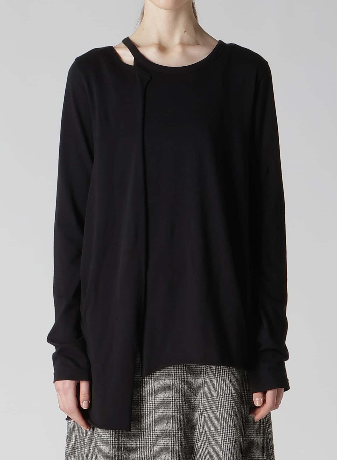 40/-SOFT JERSEY RIGHT ASYMMETRIC LONG SLEEVE T