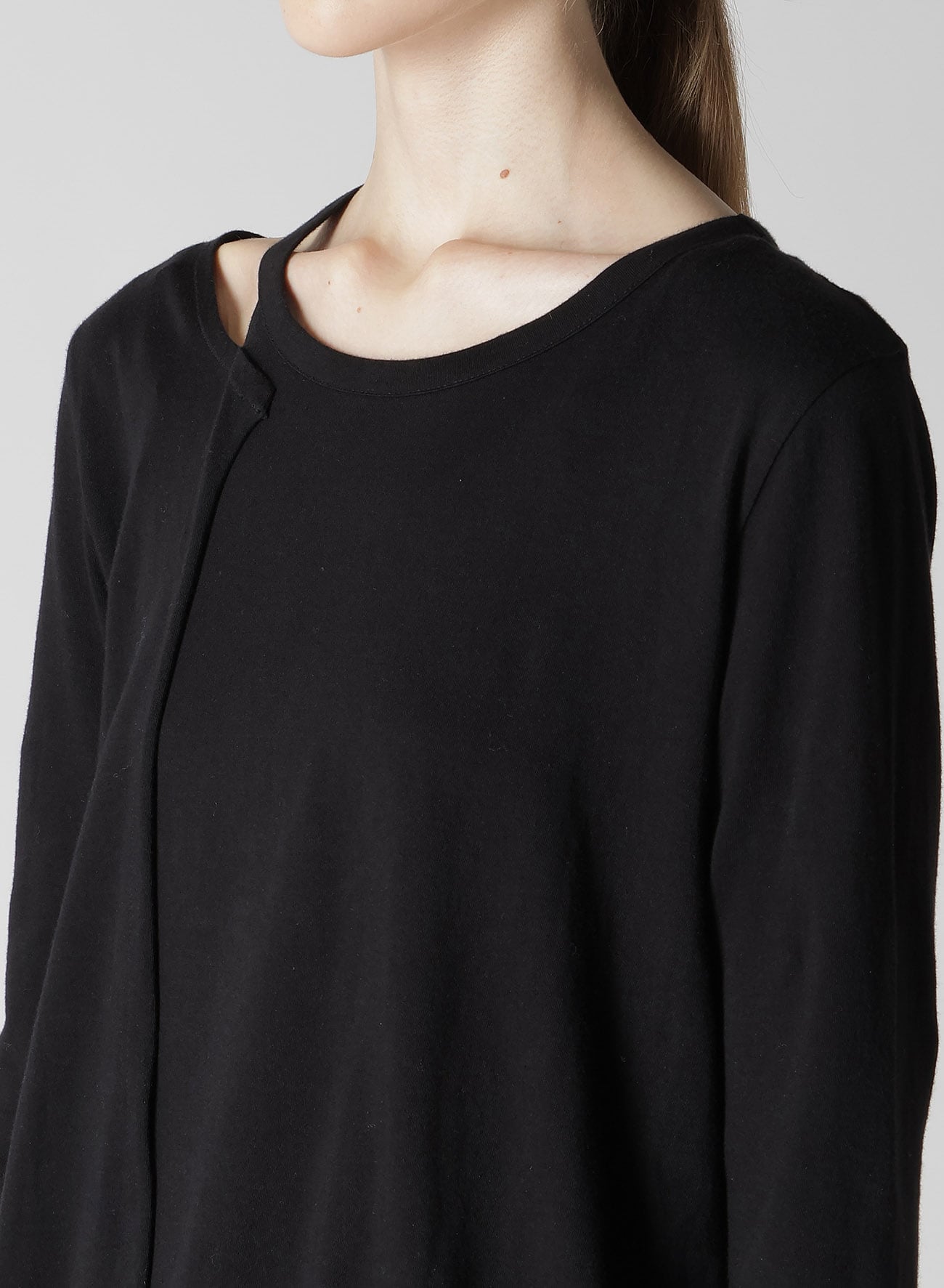 40/-SOFT JERSEY RIGHT ASYMMETRIC LONG SLEEVE T