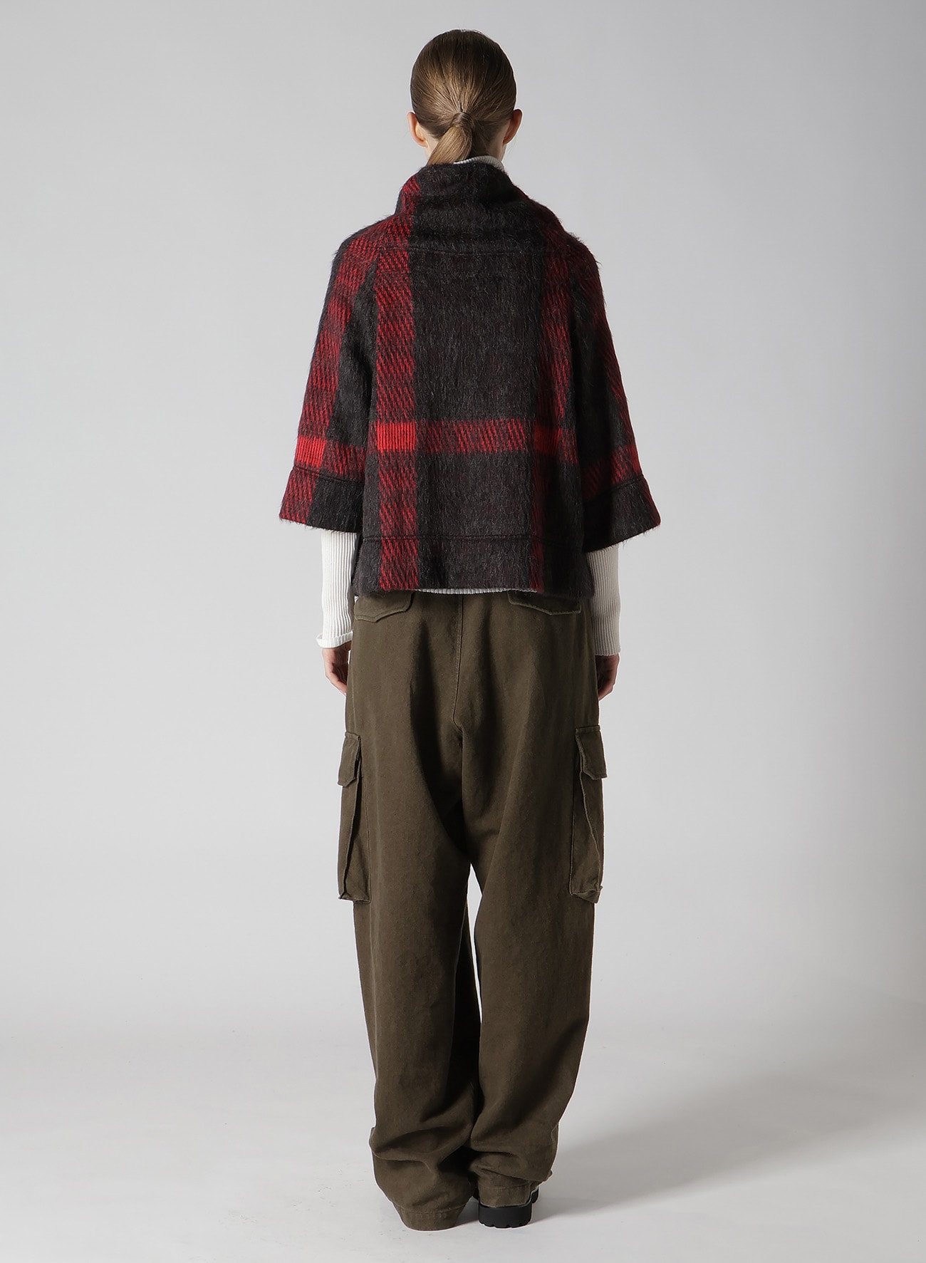 【9/13 12:00(JST) Release】PLAID GAUZE WJQ 3/4 SLEEVE RAG CARDIGAN