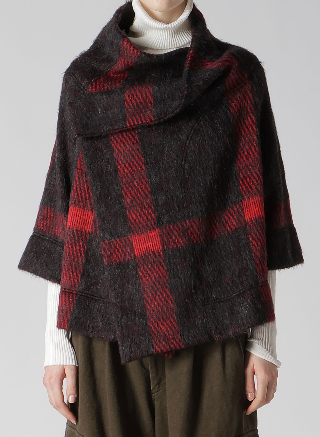 【9/13 12:00(JST) Release】PLAID GAUZE WJQ 3/4 SLEEVE RAG CARDIGAN