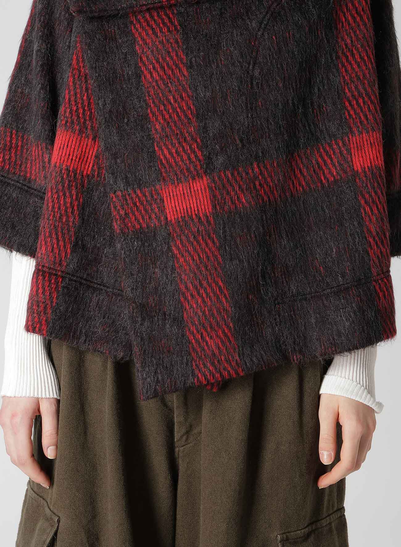 PLAID GAUZE WJQ 3/4 SLEEVE RAG CARDIGAN