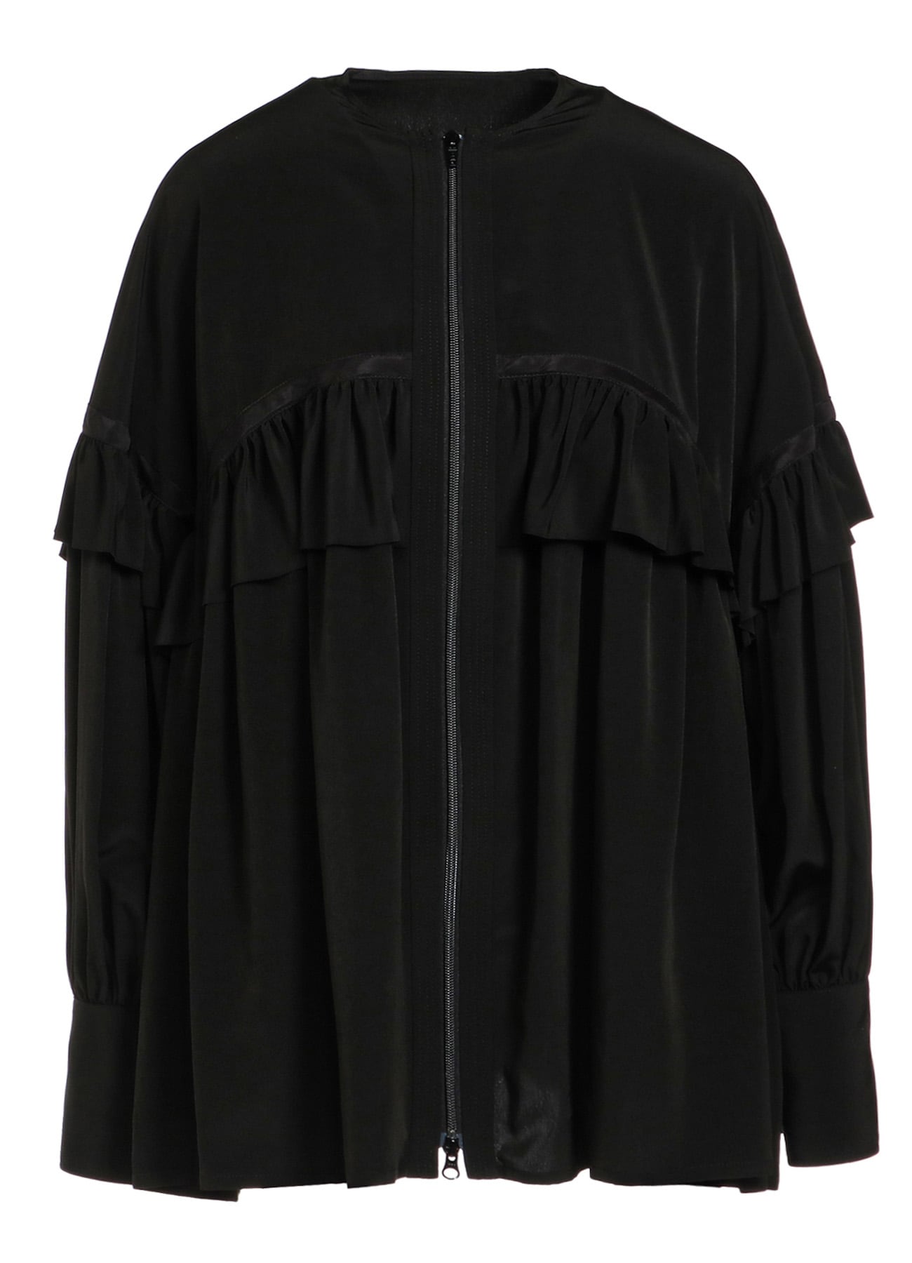 TRIACETATE/POLYESTER RUFFLED BLOUSON