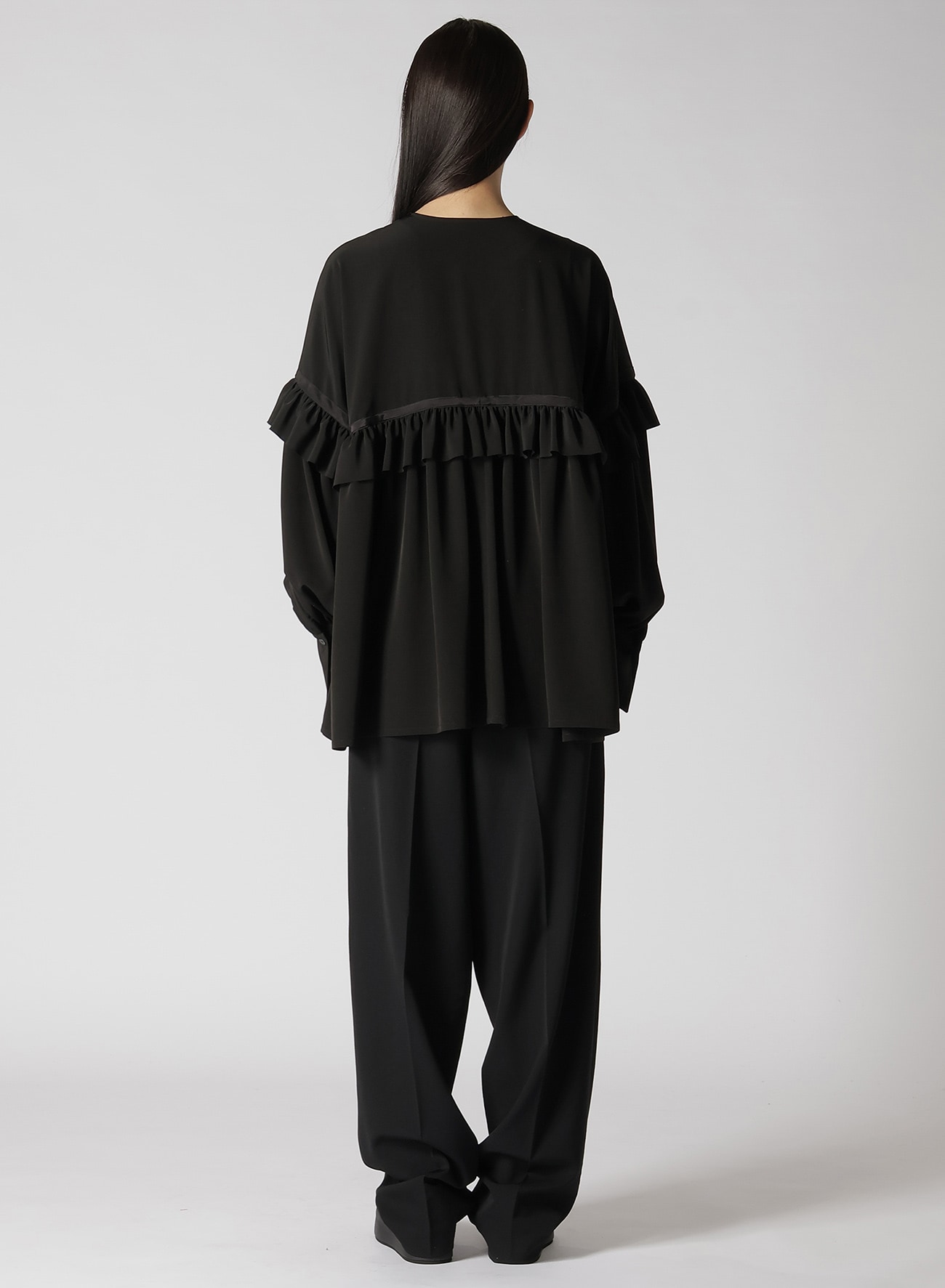 【8/7 12:00(JST) Release】TRIACETATE/POLYESTER RUFFLED BLOUSON