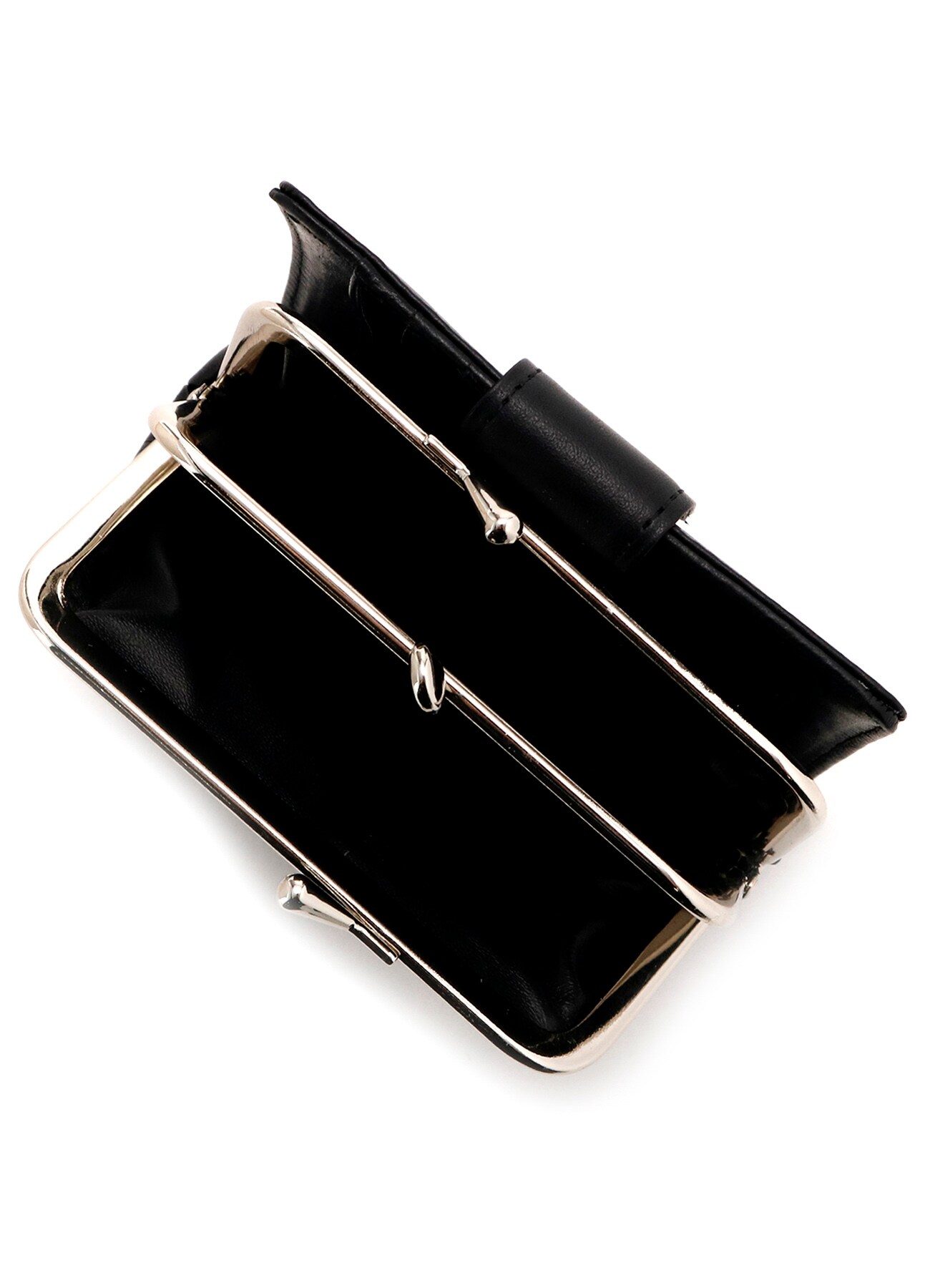 MEDIUM GLOSS LEATHER BASIC CLASP WALLET SMALL(FREE SIZE Black 