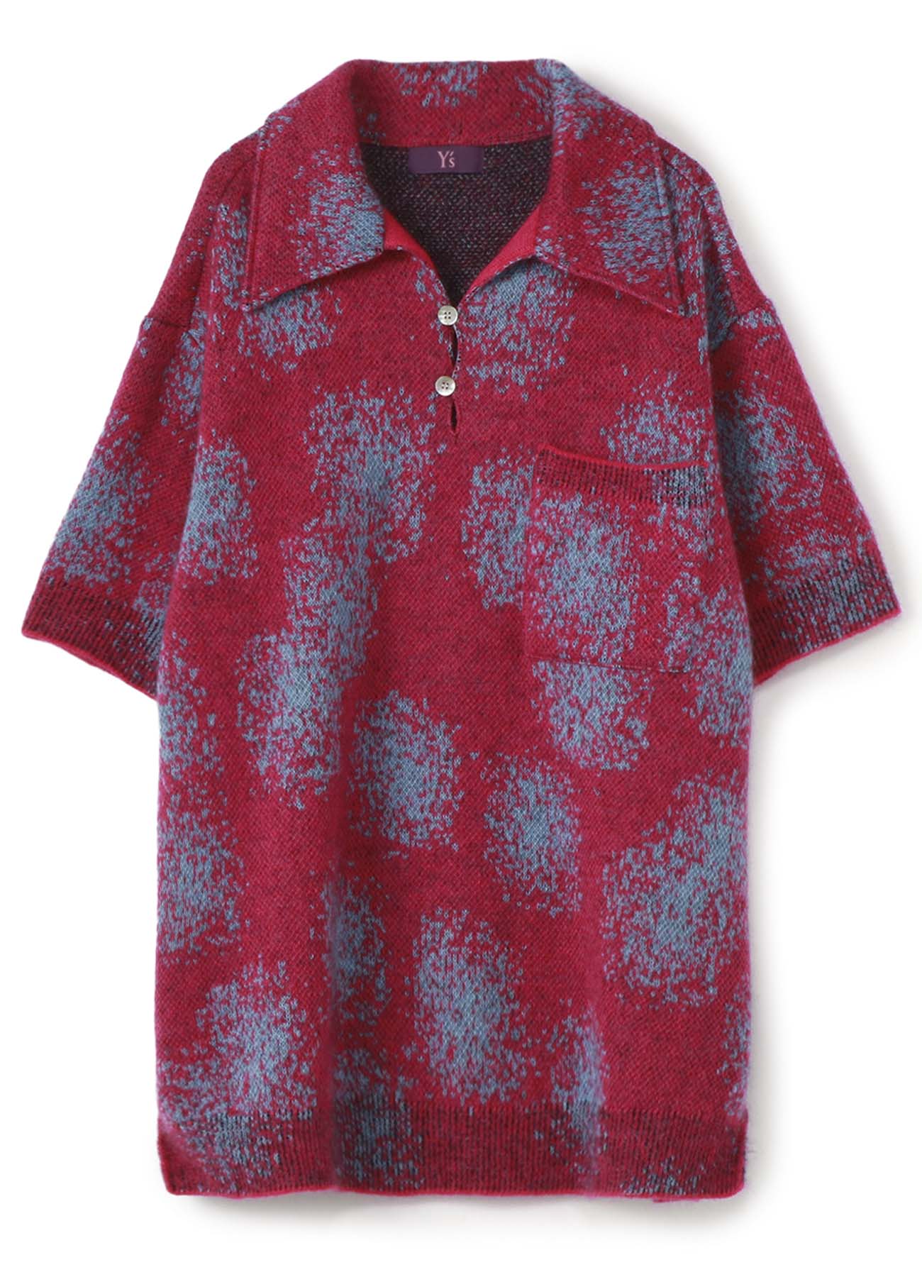 Y'sPINK MOHAIR JACQUARD POLO SHIRT