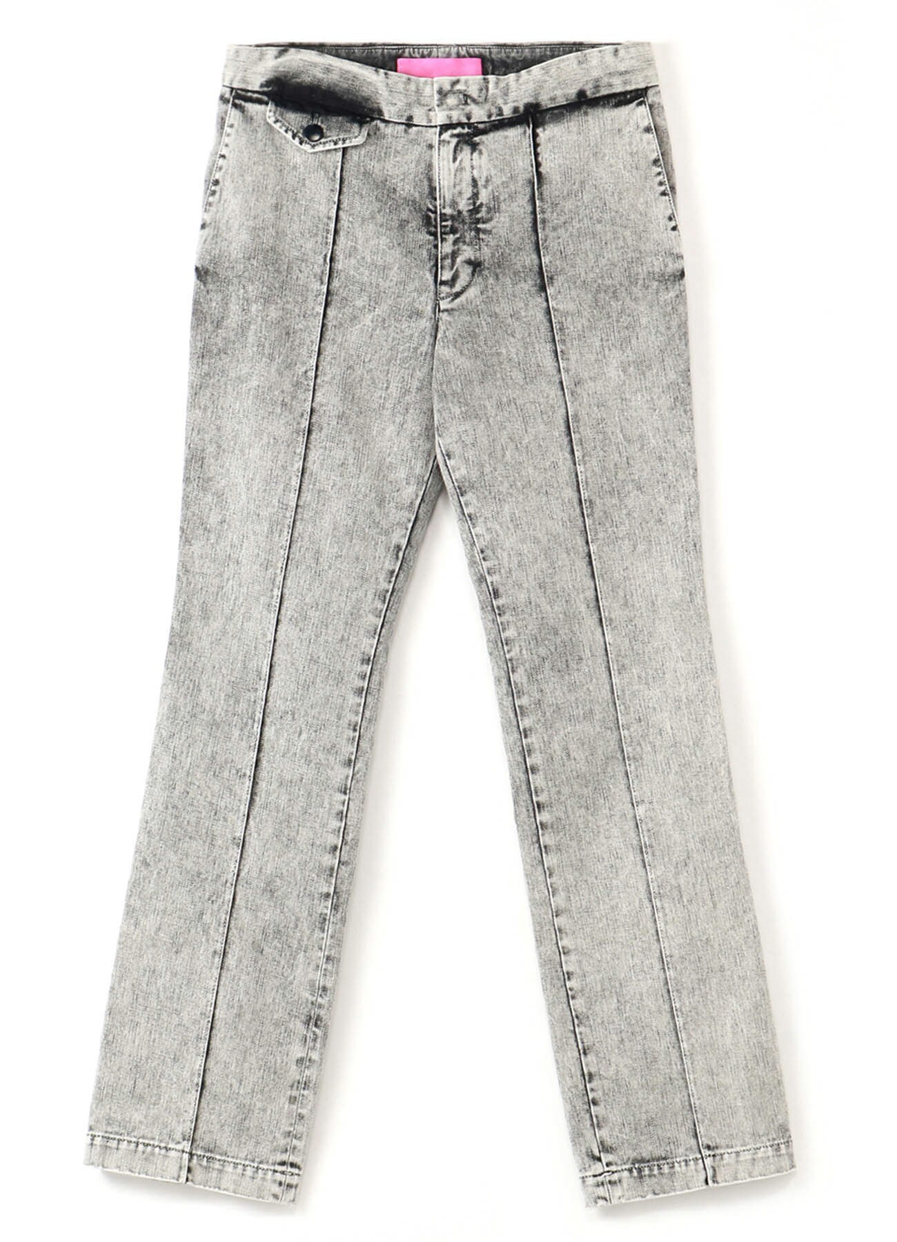 Y'sPINK COTTON TWILL DENIM COLOR CHEMICAL PIN TUCK PANTS