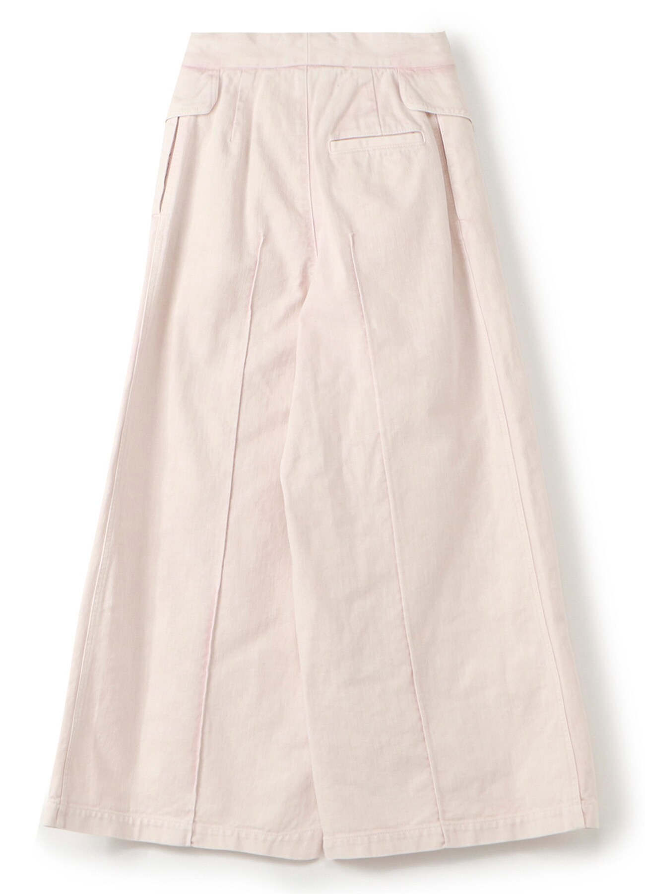Y's PINK COTTON TWILL DENIM COLOR CHEMICAL WIDE PANTS (XS Pink