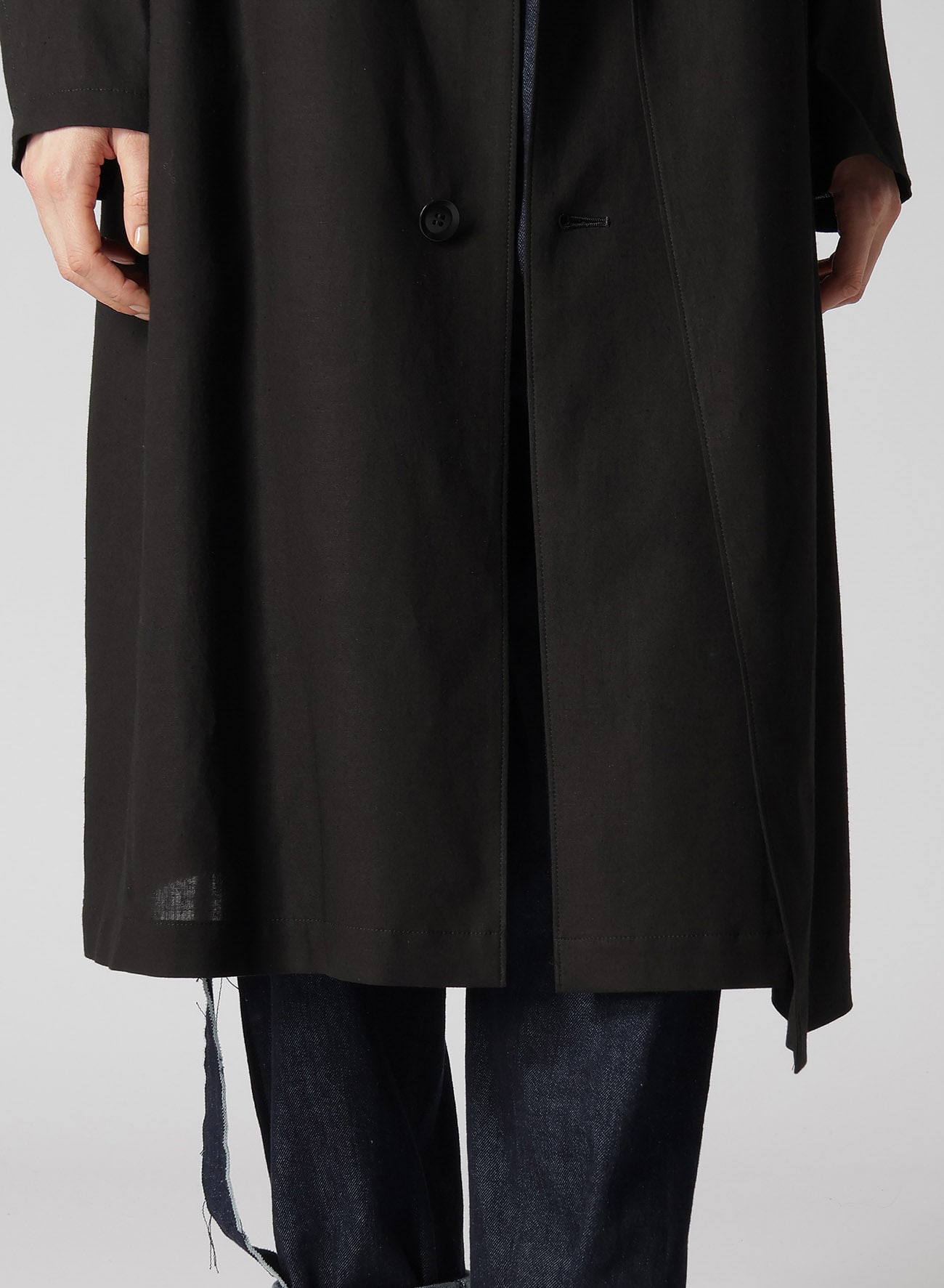 RAYON LINEN LEFT FRONT DOUBLE LAYERED COAT