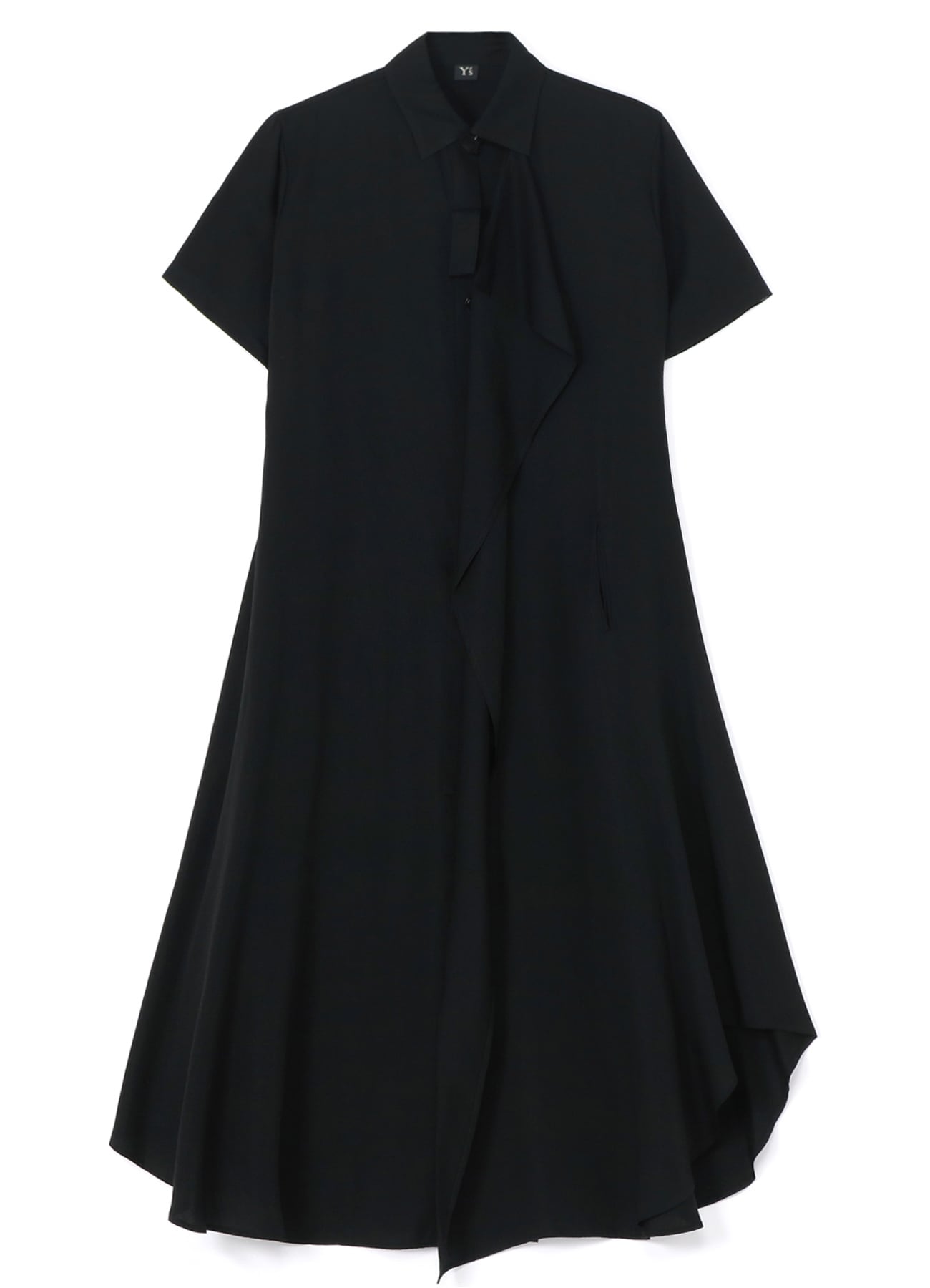 CUPRO DUNGAREE TWILL LEFT HANGING CLOTH DRESS(XS Black): Y's｜THE 