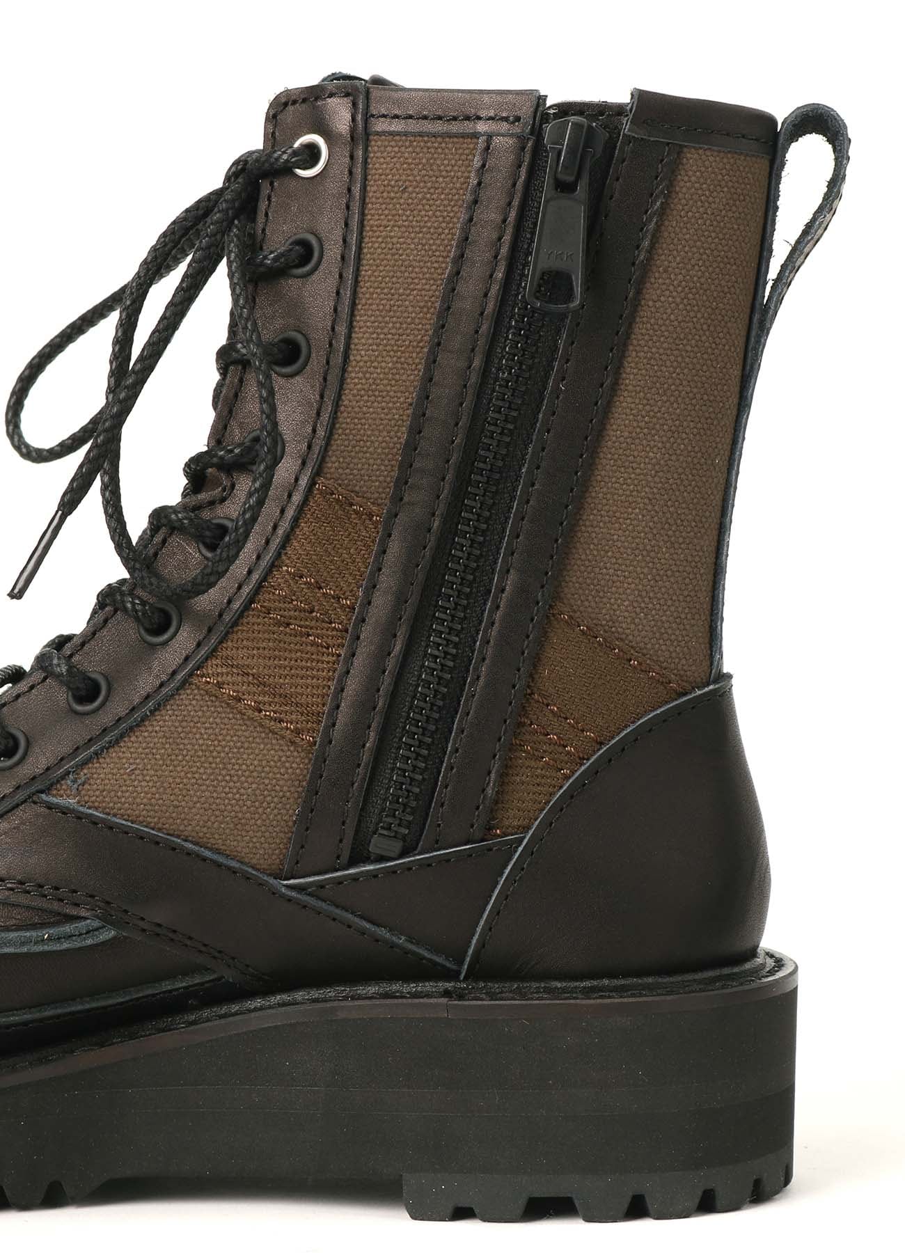 COTTON DUCK/LEATHER COMBINATION MILITARY BOOTS