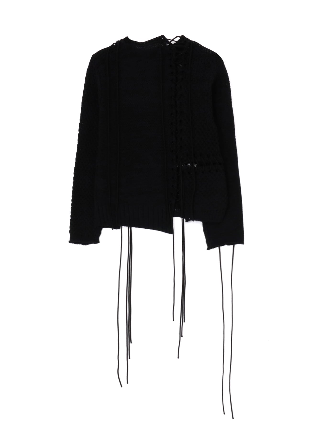 TUCK JERSEY LACE UP SHORT PULLOVER(S Black): Y's｜THE SHOP YOHJI 