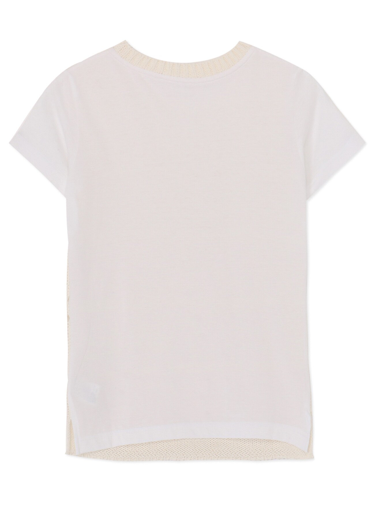 HALF SLEEVE T-SHIRT WITH OPENWORKED KNIT
