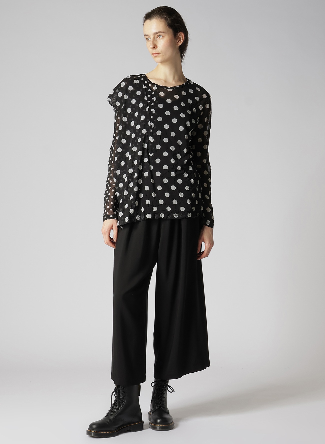 RAYON CUPRO FRONT TUCKED WIDE PANTS(XS Black): Y's｜THE SHOP YOHJI 