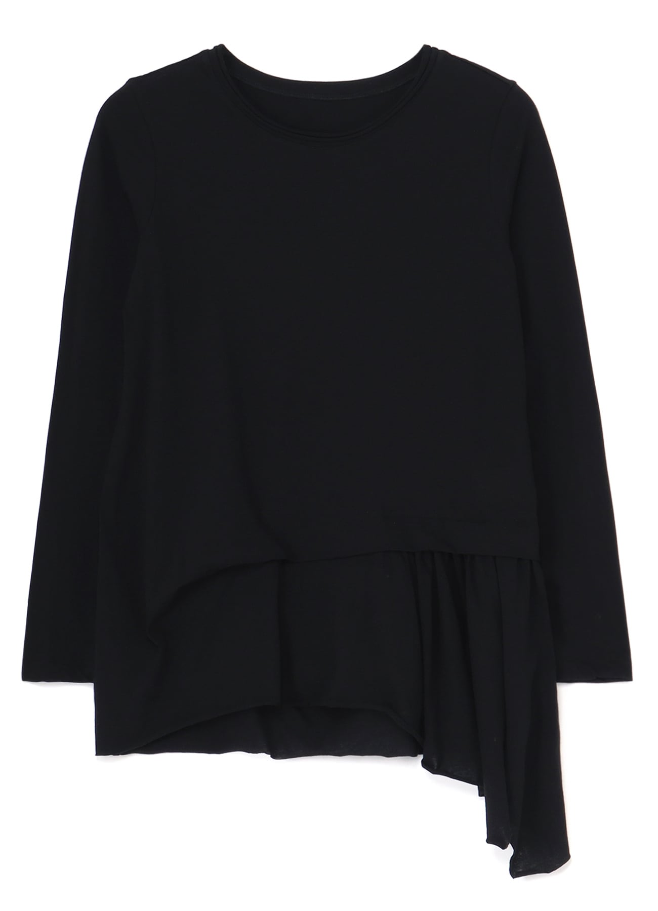 COTTON JERSEY SIDE FLARE LONG SLEEVE T