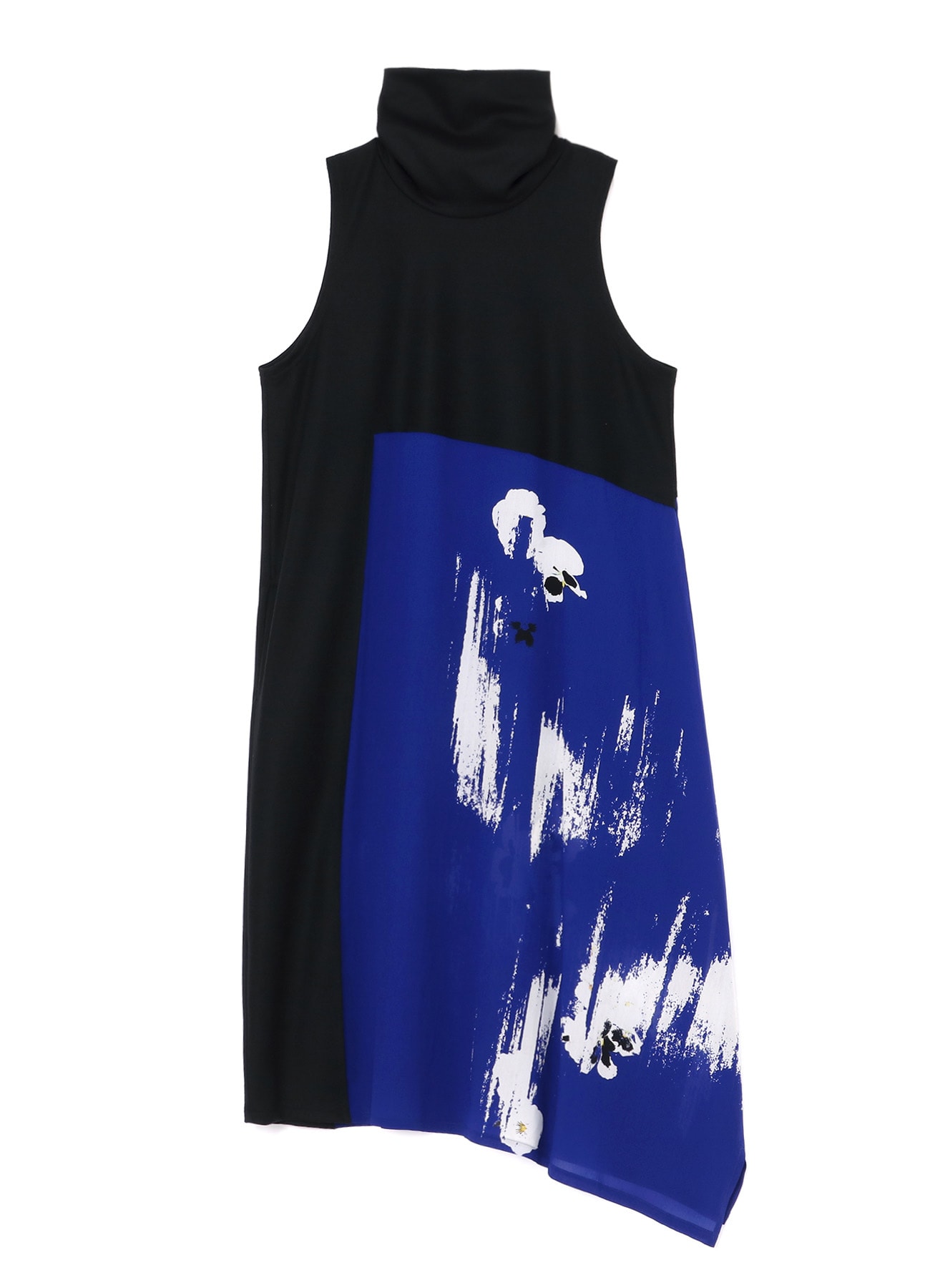 BLURRED PANSY PRINT SLEEVELESS TURTLENECK DRESS(XS Blue): Vintage