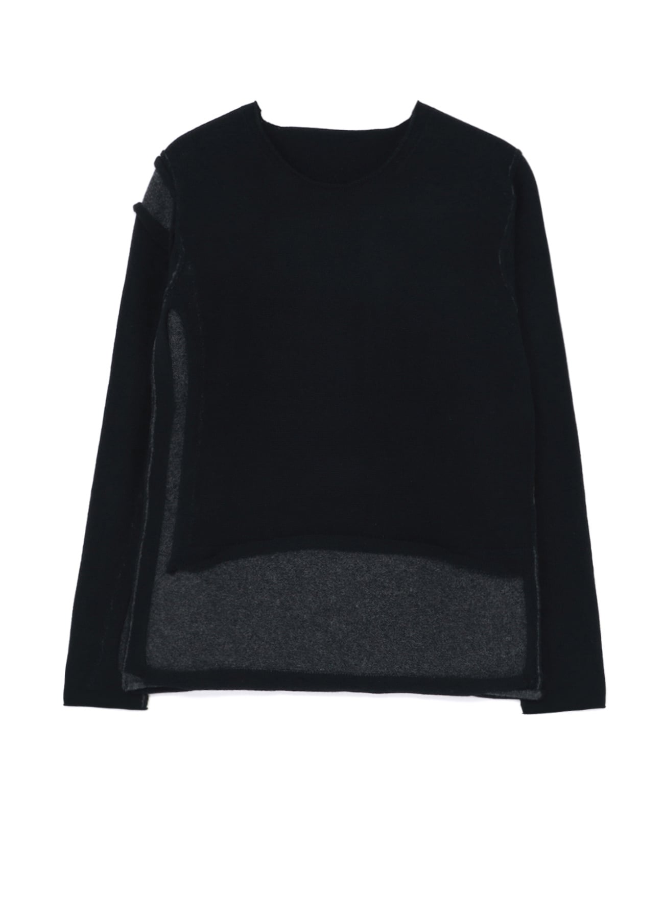 Short-Sleeved Draped Sweater Black Wool Knit