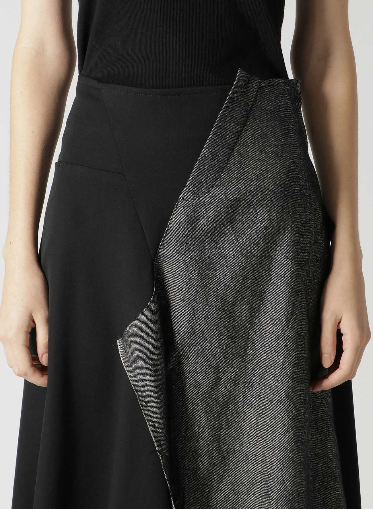 WOOL GABARDINE FLARED SKIRT WITH GUSSETS(XS Black): Y's｜THE SHOP 