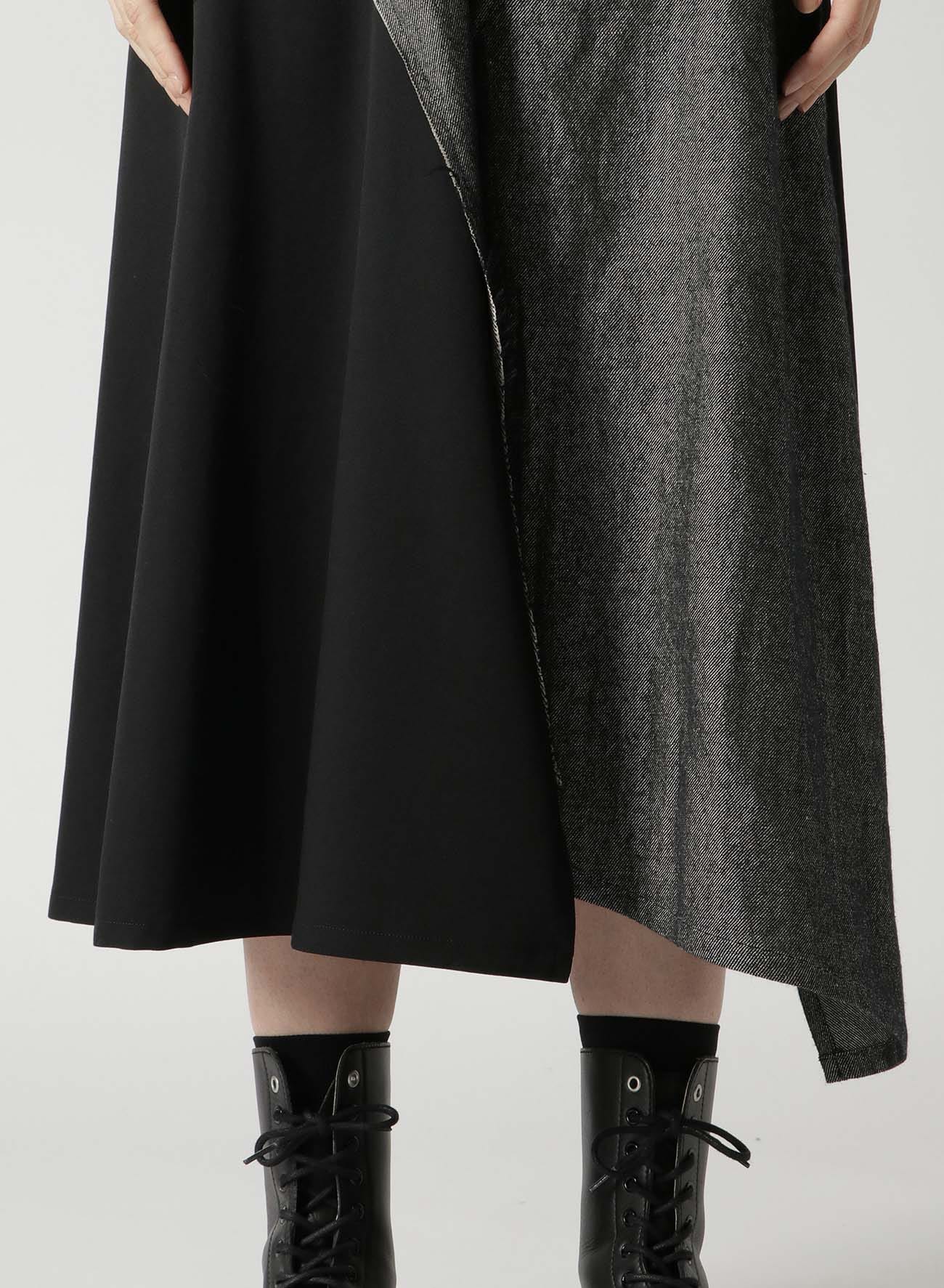 WOOL GABARDINE FLARED SKIRT WITH GUSSETS(XS Black): Y's｜THE SHOP 