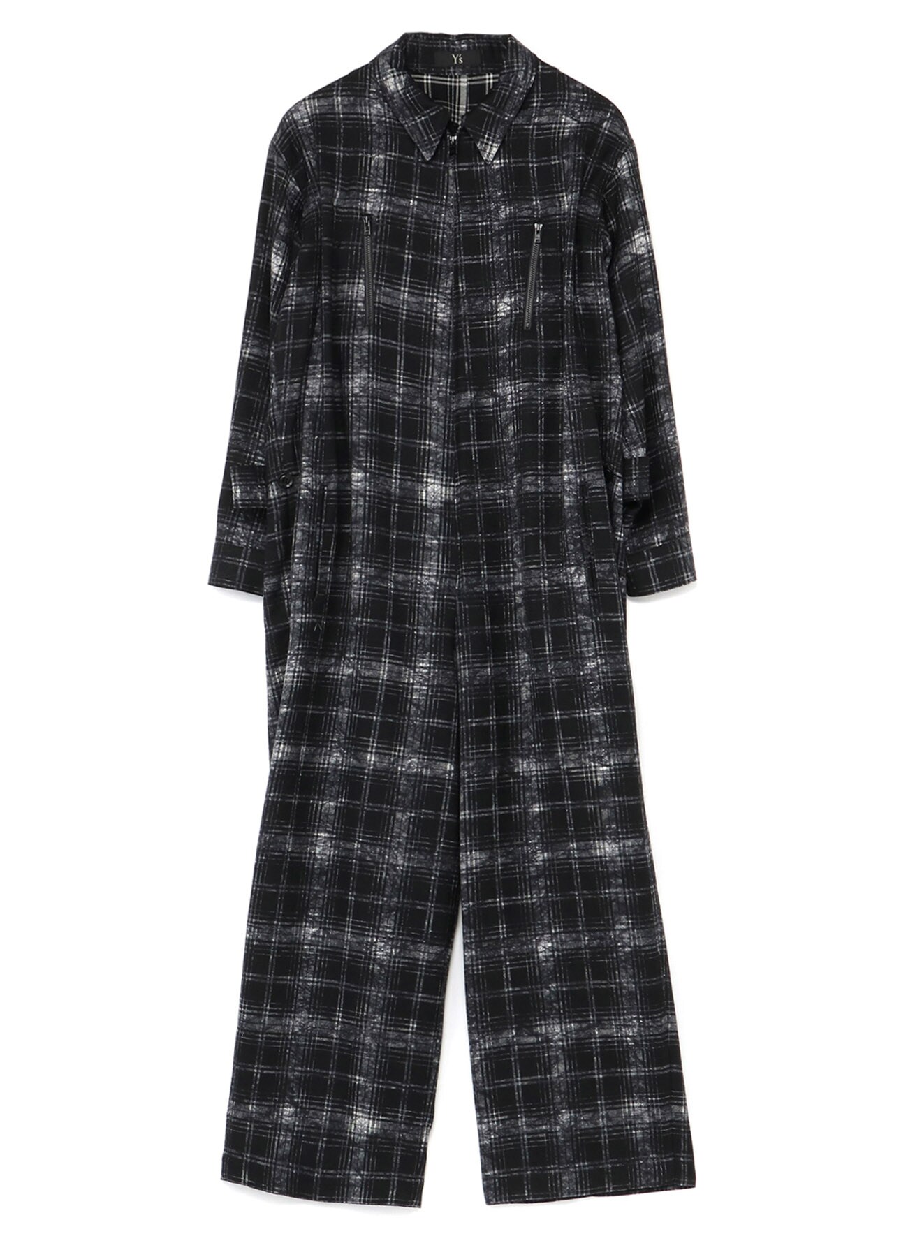 CARDED WOOL CHECK UNEVEN PRINT JUMPSUIT(XS BLACK): Vintage｜THE 