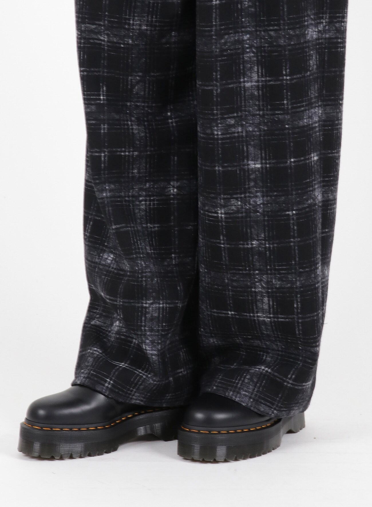 CARDED WOOL CHECK UNEVEN PRINT JUMPSUIT