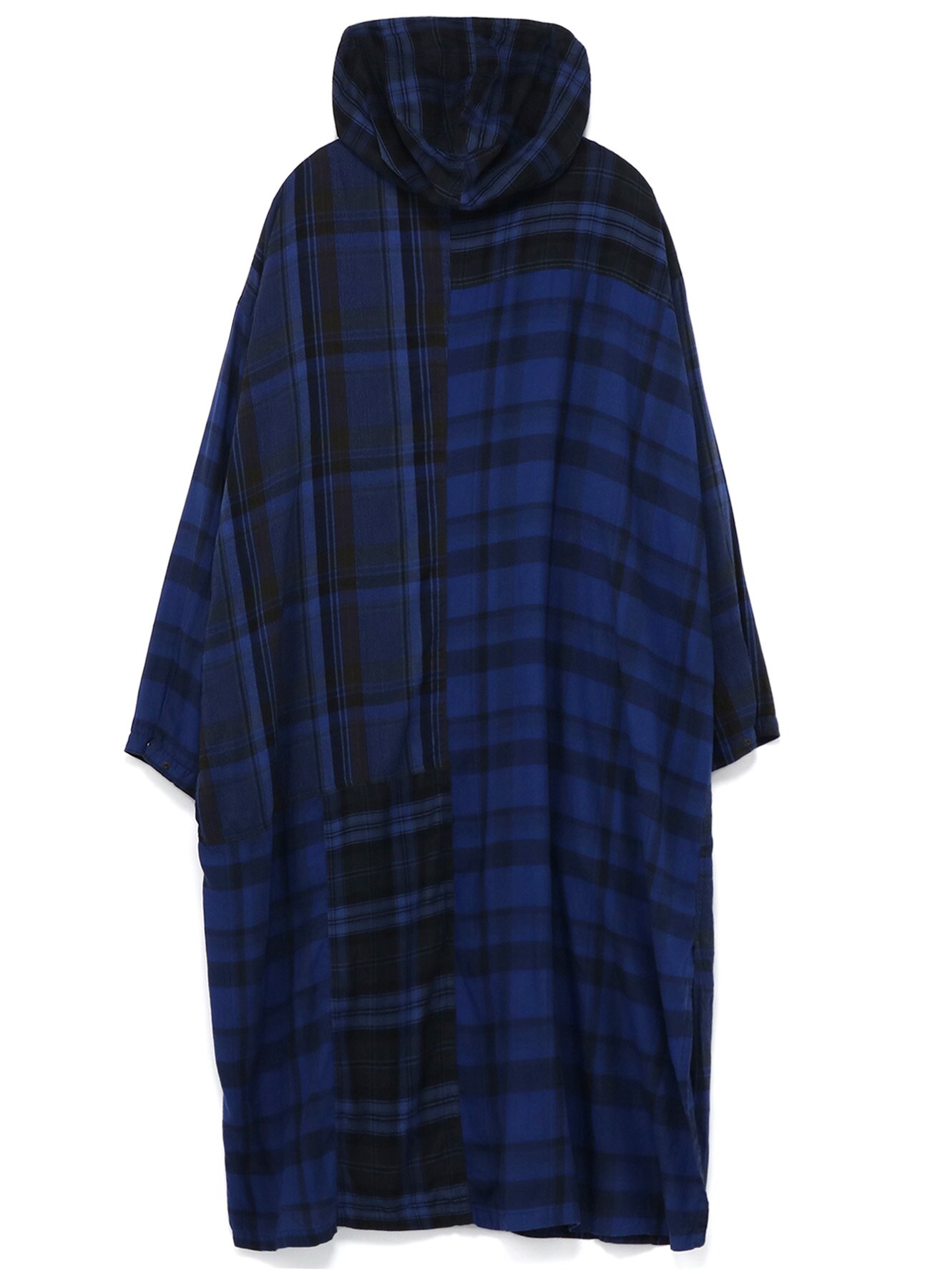 TWILL CHECKED HOODED COAT DRESS