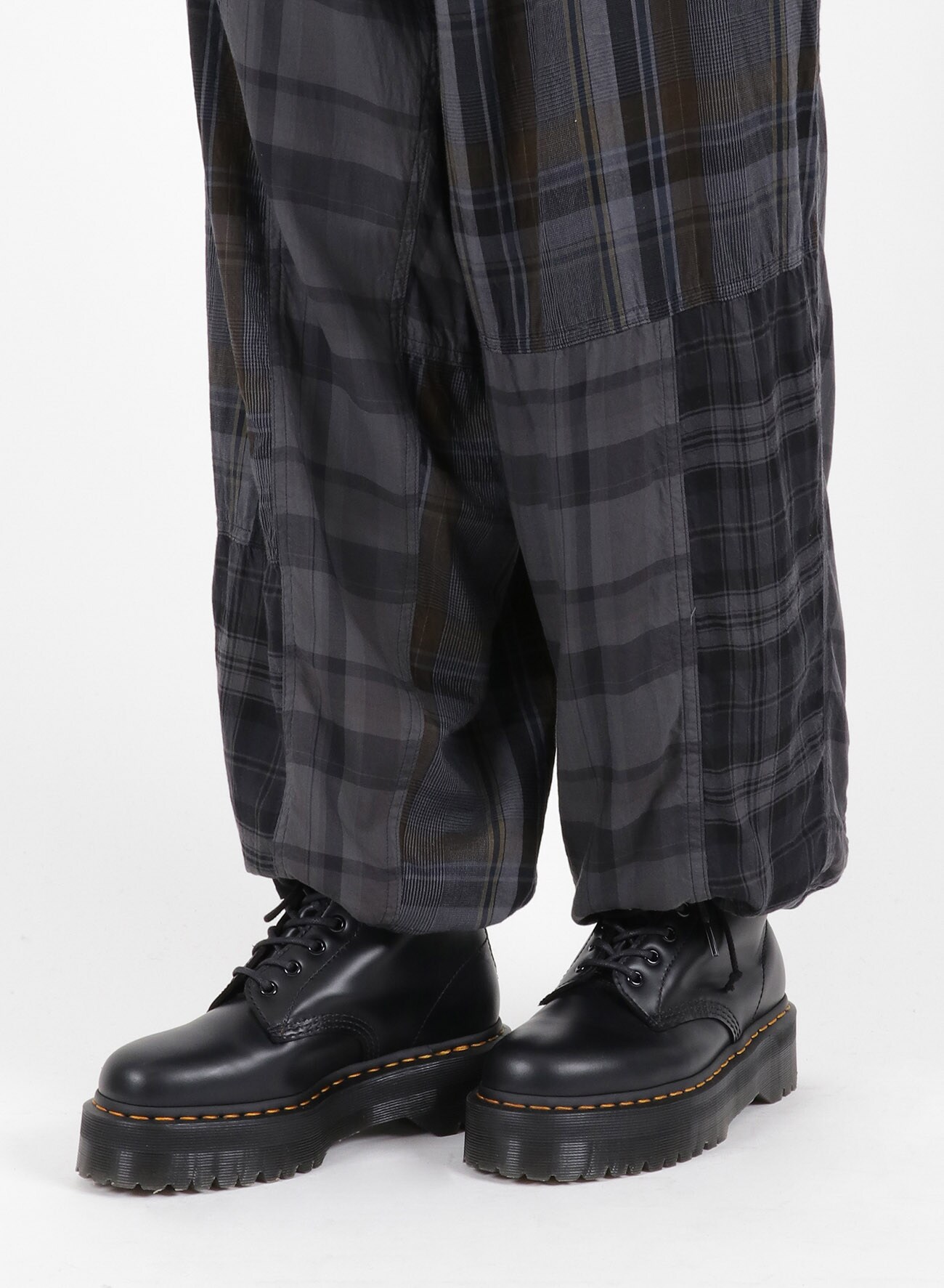 TWILL CHECKED SUSPENDER PANTS