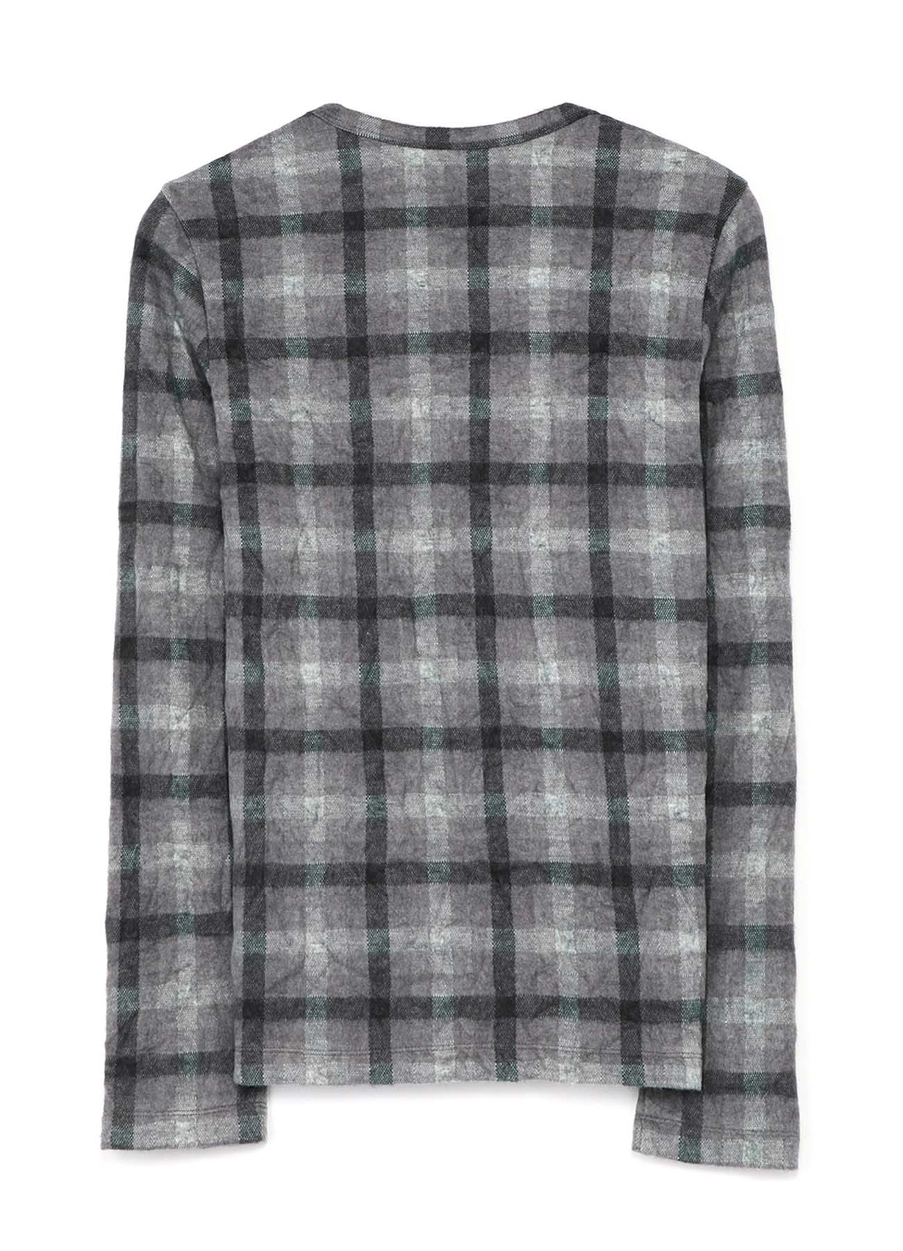 SHAGGY CHECK JQ WRINKLE ROUND NECK LONG SLEEVE T