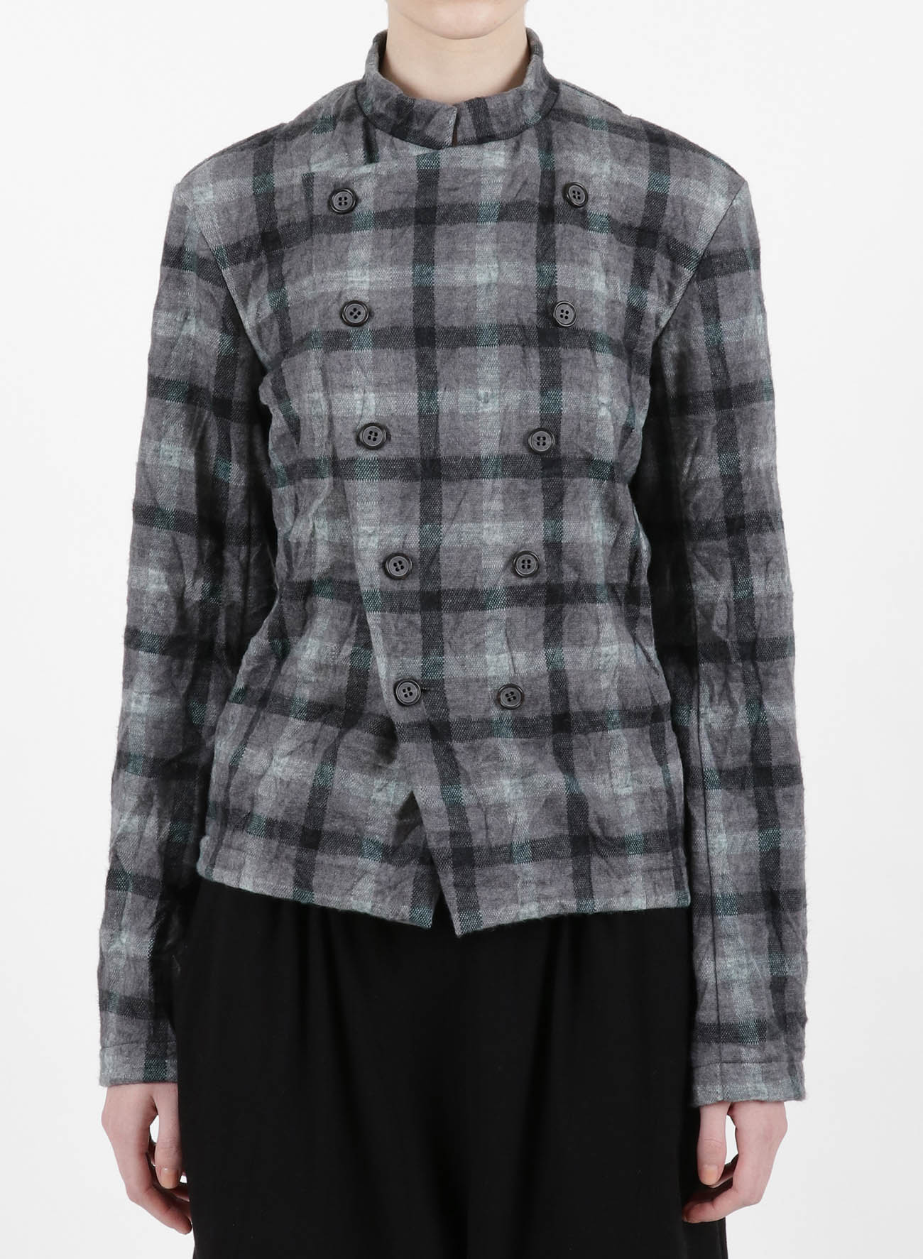 SHAGGY CHECK JQ WRINKLE COOK COAT STYLE JACKET